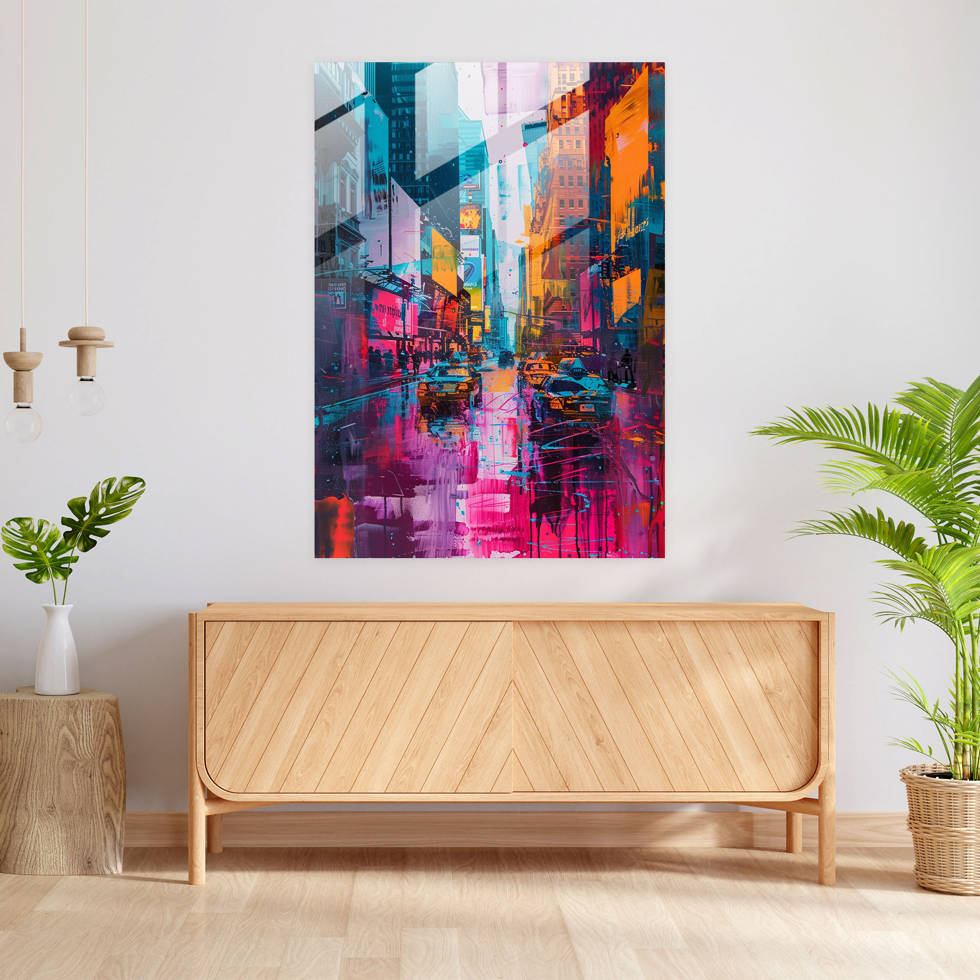 Expressionism Glass Wall Art - City Street Rush - Expressionism, Home Decoration, Glass Wall Art, Wall Decoration