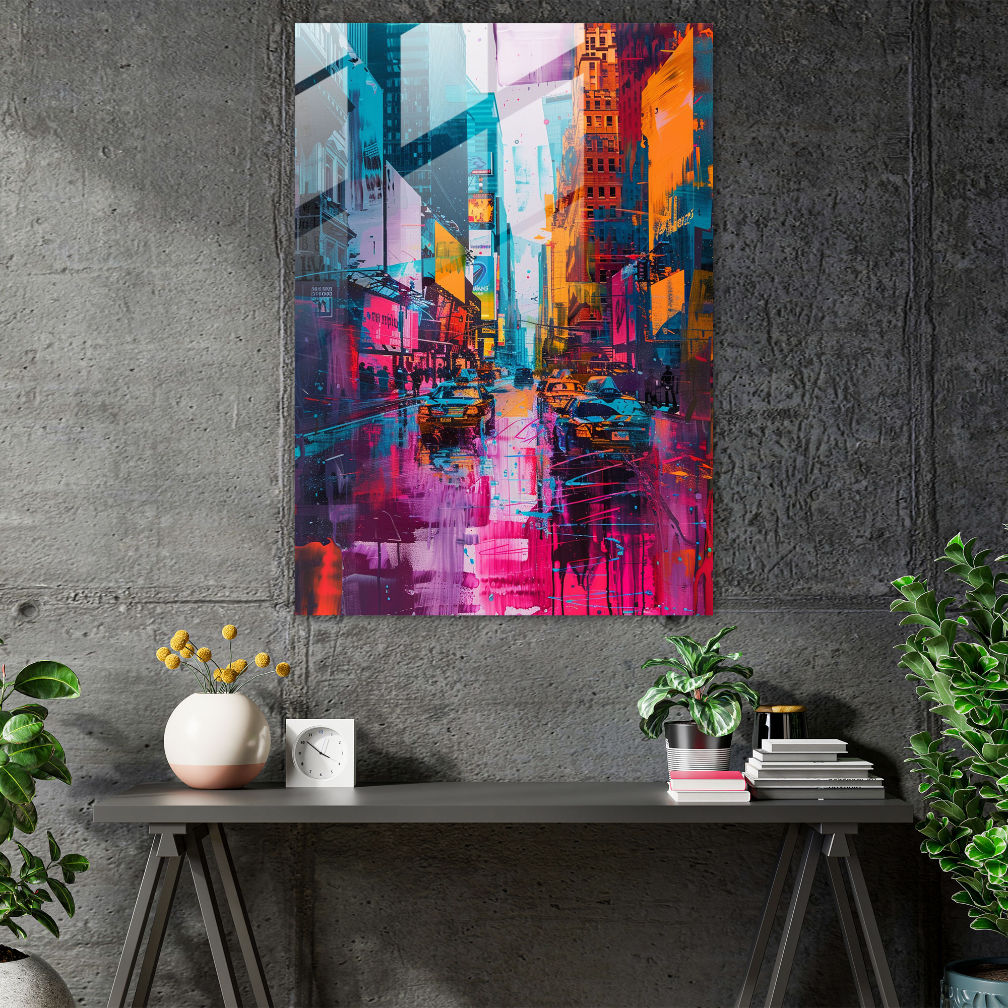 Expressionism Glass Wall Art - City Street Rush - Expressionism, Home Decoration, Glass Wall Art, Wall Decoration