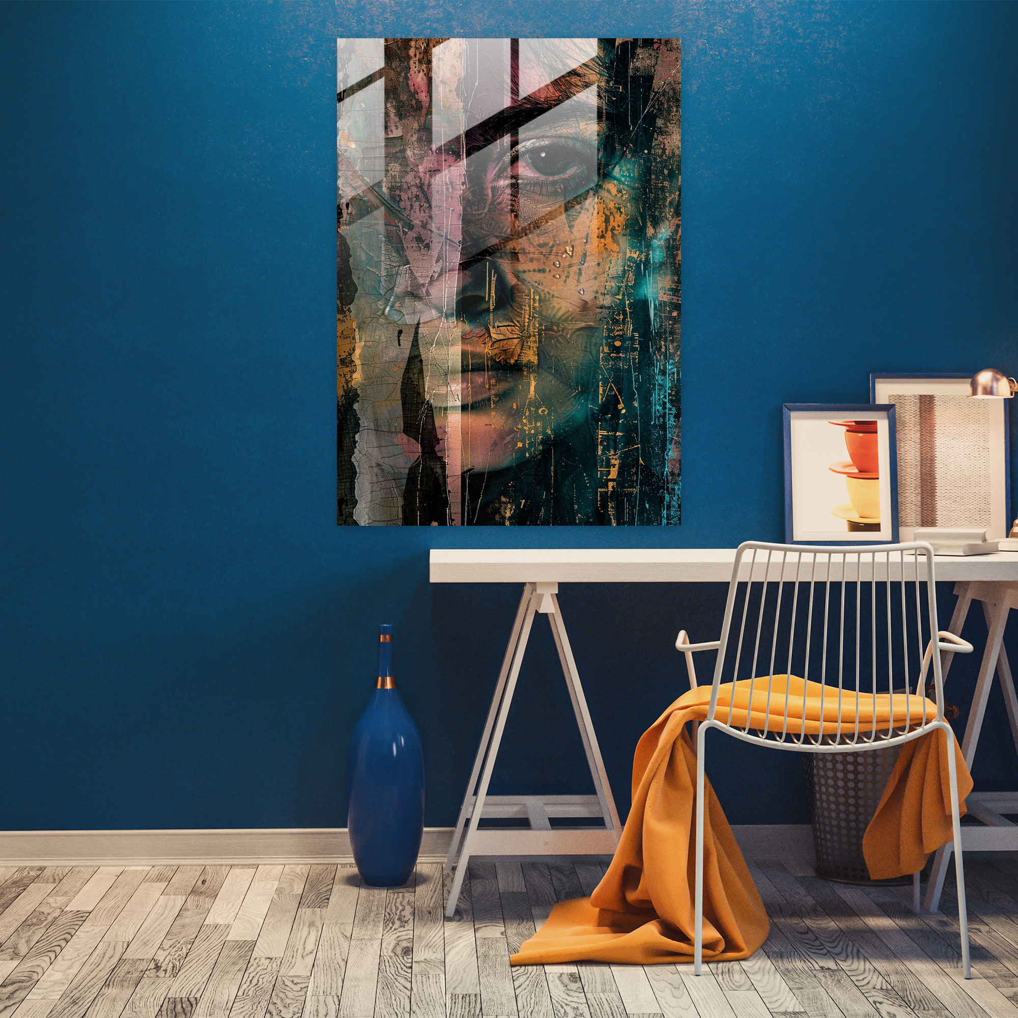 Expressionism Glass Print - Haunting Portrait - Expressionism, Wall Decoration, Expressionism Art Style, Modern Art