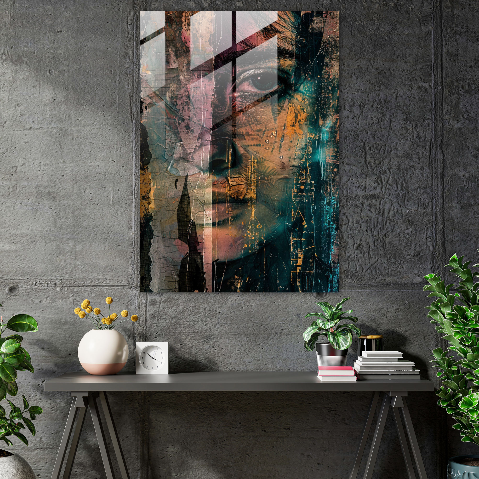 Expressionism Glass Print - Haunting Portrait - Expressionism, Wall Decoration, Expressionism Art Style, Modern Art