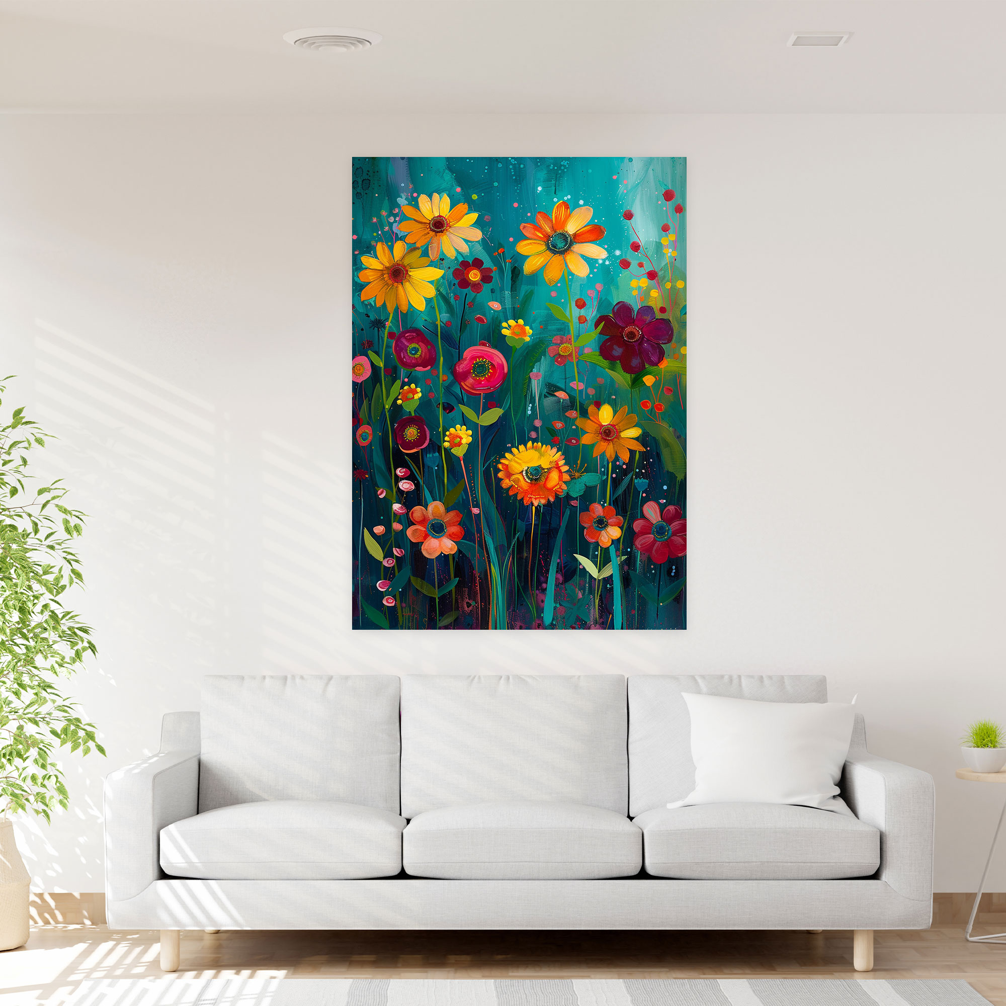 Floral Harmony Wall Art - Expressionism, Canvas Wall Art, Wall Decoration, Canvas