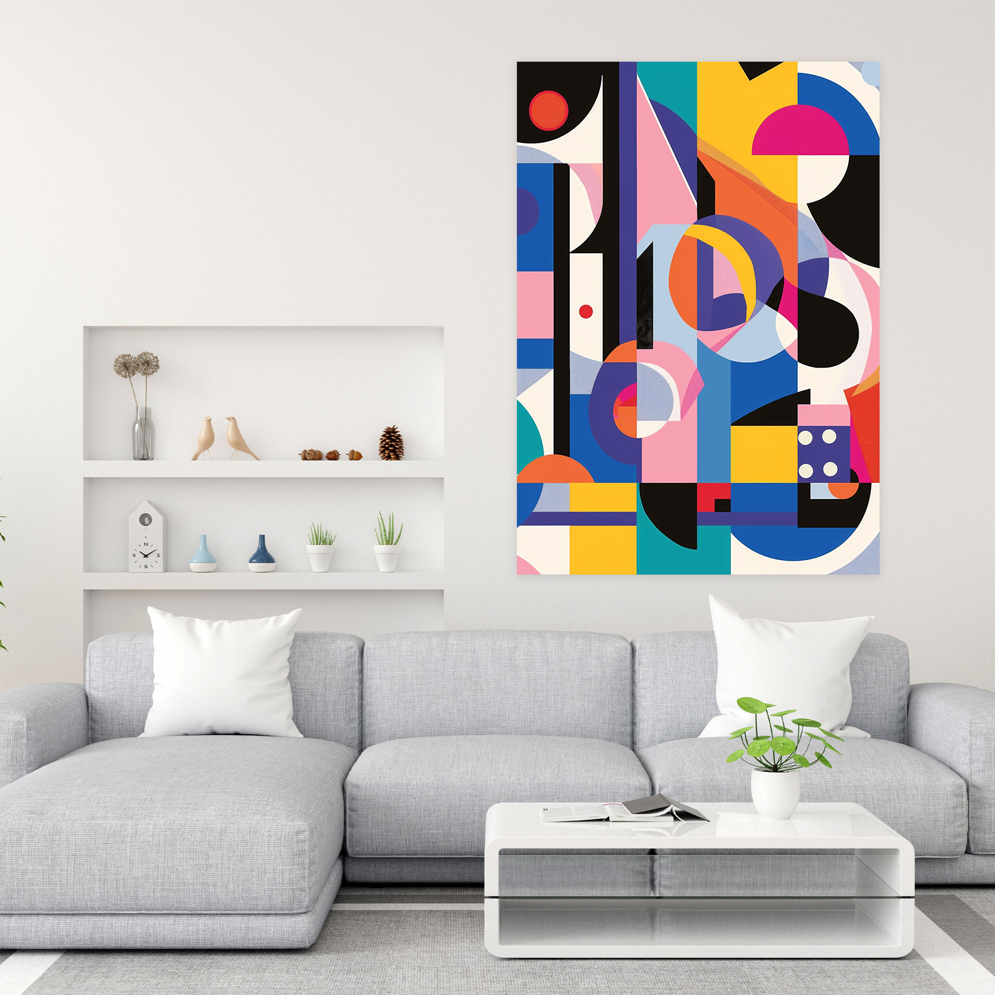 Geometric Fusion Canvas Print - Expressionism, Canvas Wall Art, Home Decoration, Expressionism