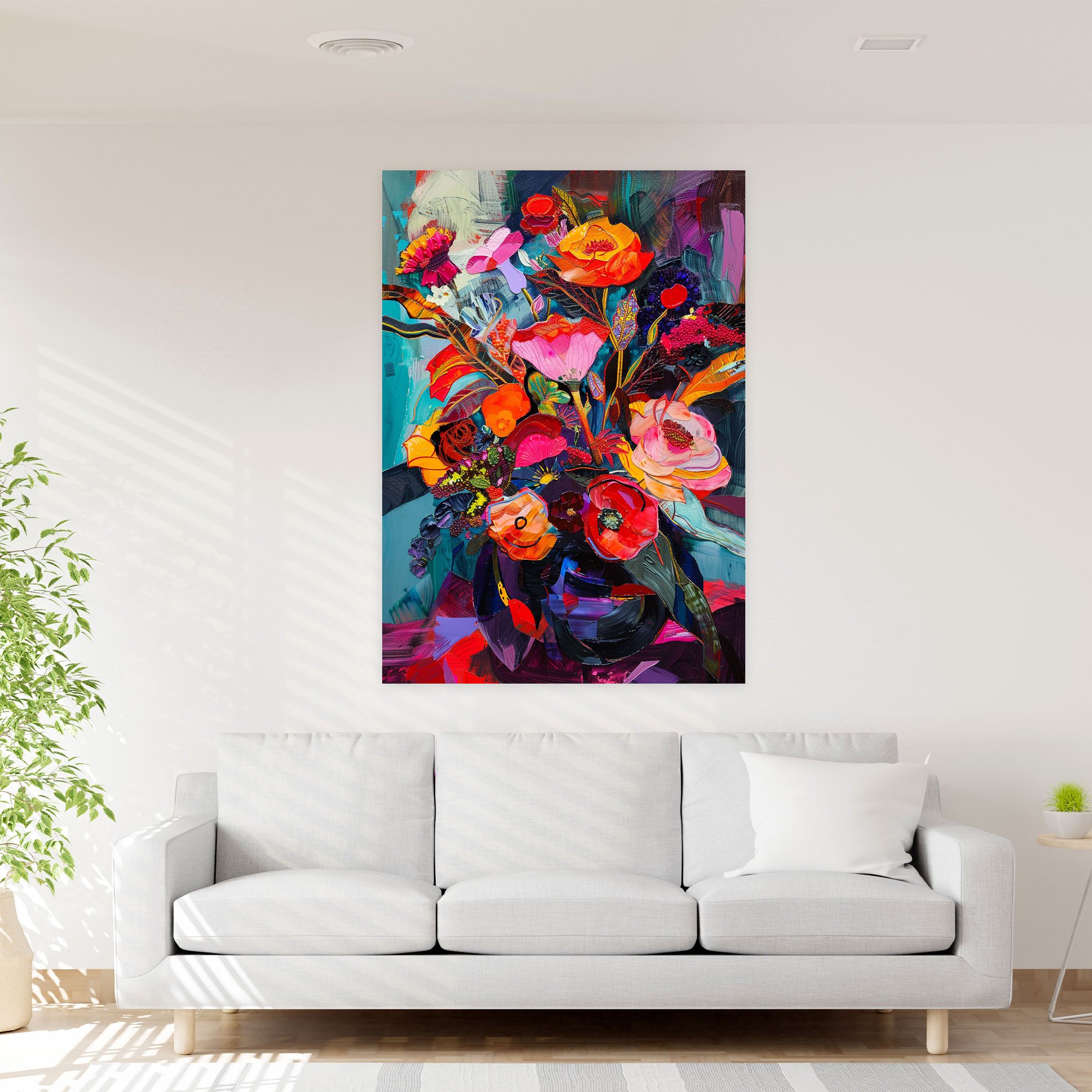 Vibrant Floral Expressionism Wall Art - Expressionism, Wall Art, Canvas, Home Decoration
