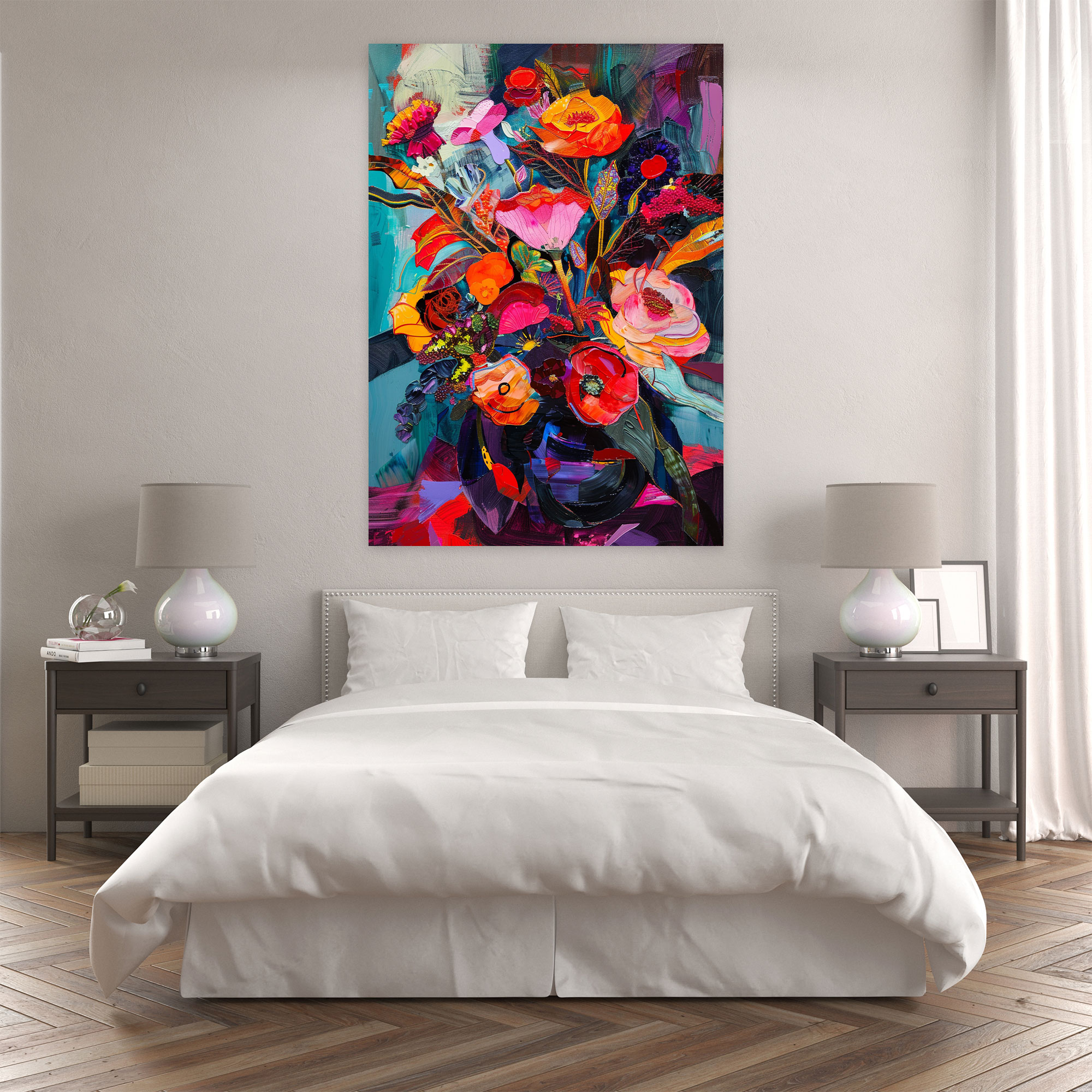 Vibrant Floral Expressionism Wall Art - Expressionism, Wall Art, Canvas, Home Decoration