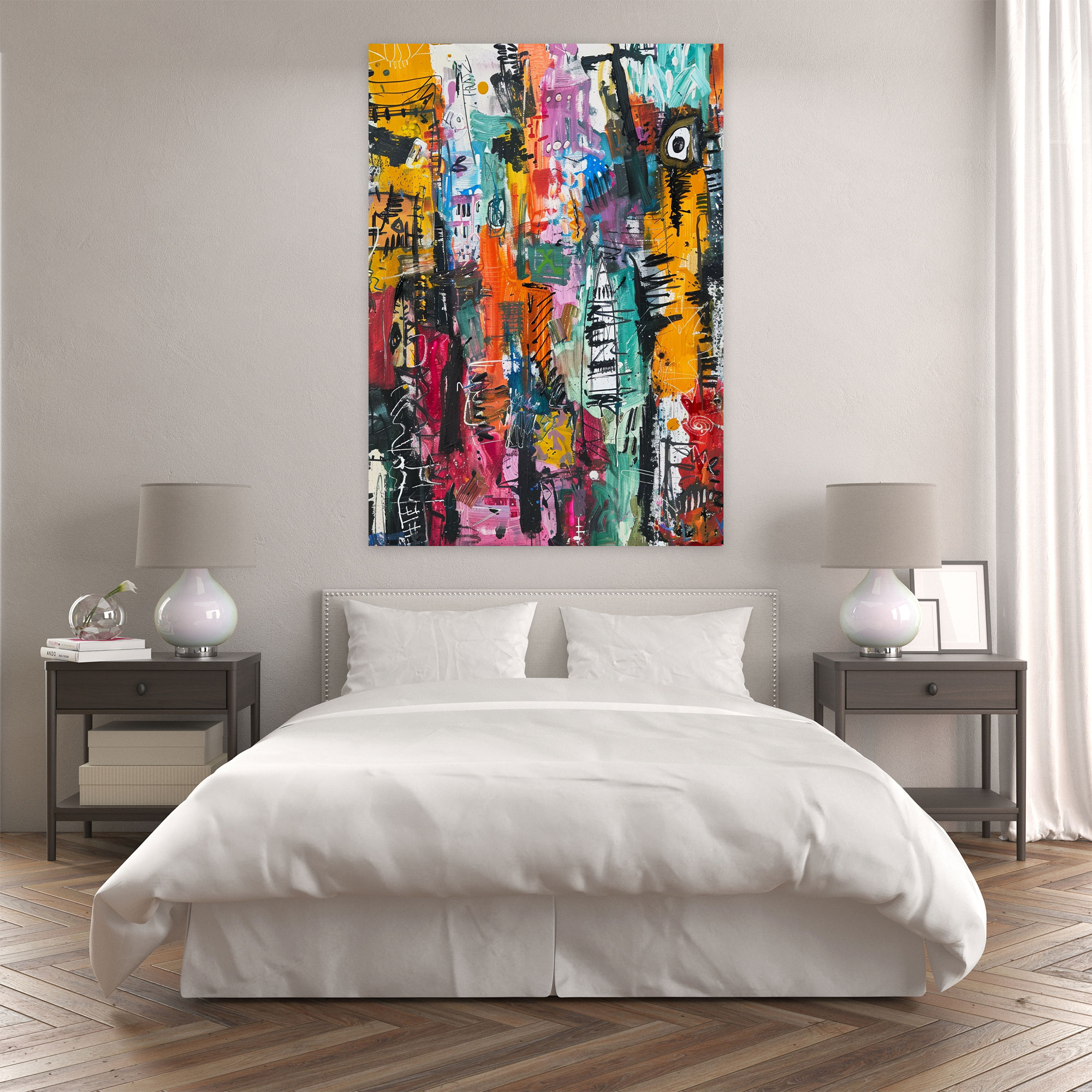 Chaotic Cityscape Expressionism Wall Art - Expressionism, Wall Decoration, Home Decoration, Wall Art