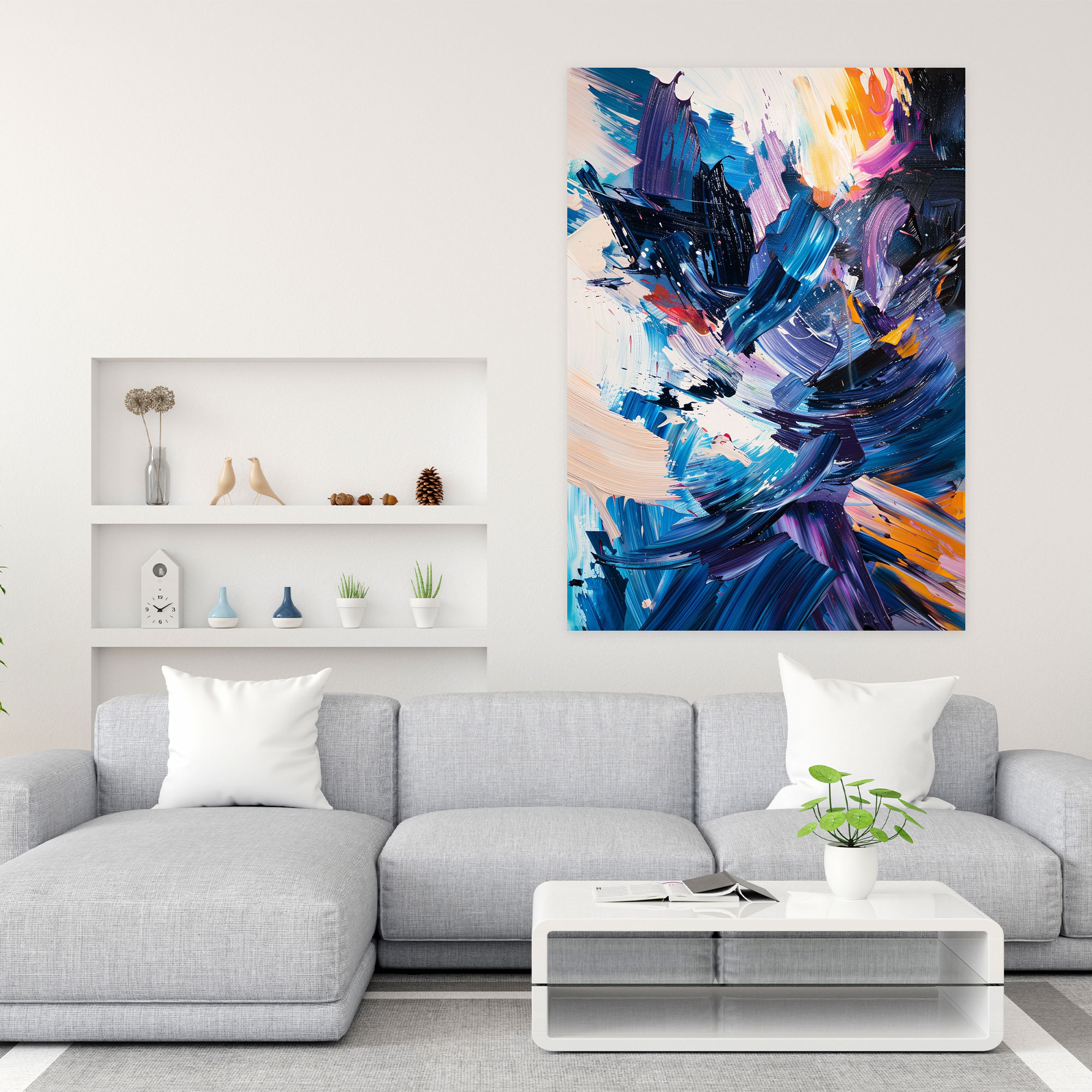 Energetic Brush Strokes Wall Decoration - Expressionism, Canvas, Canvas Wall Art, Home Decoration