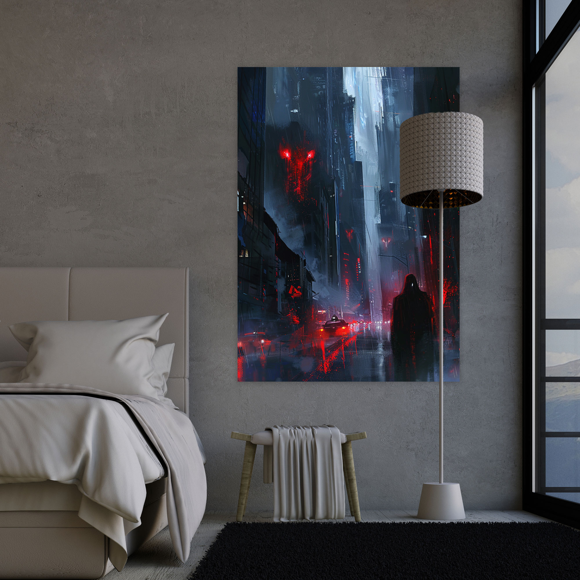 Eerie Cityscape Wall Art - Expressionism, Canvas, Home Decoration, Expressionism Art Style