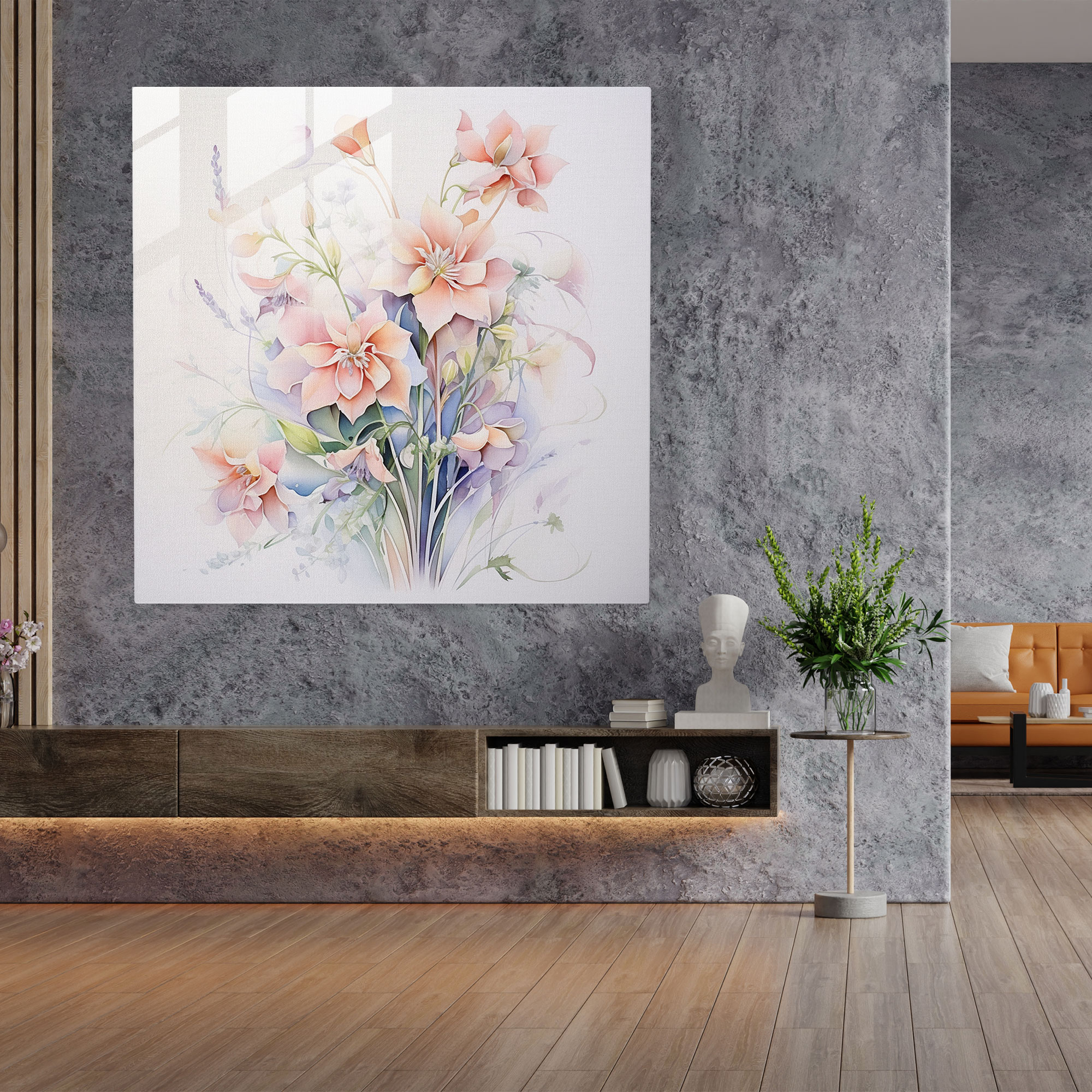 Pastel Blooms Glass Print - For Bathroom, Watercolor Painting, Glass Print, Gentle Brushstrokes