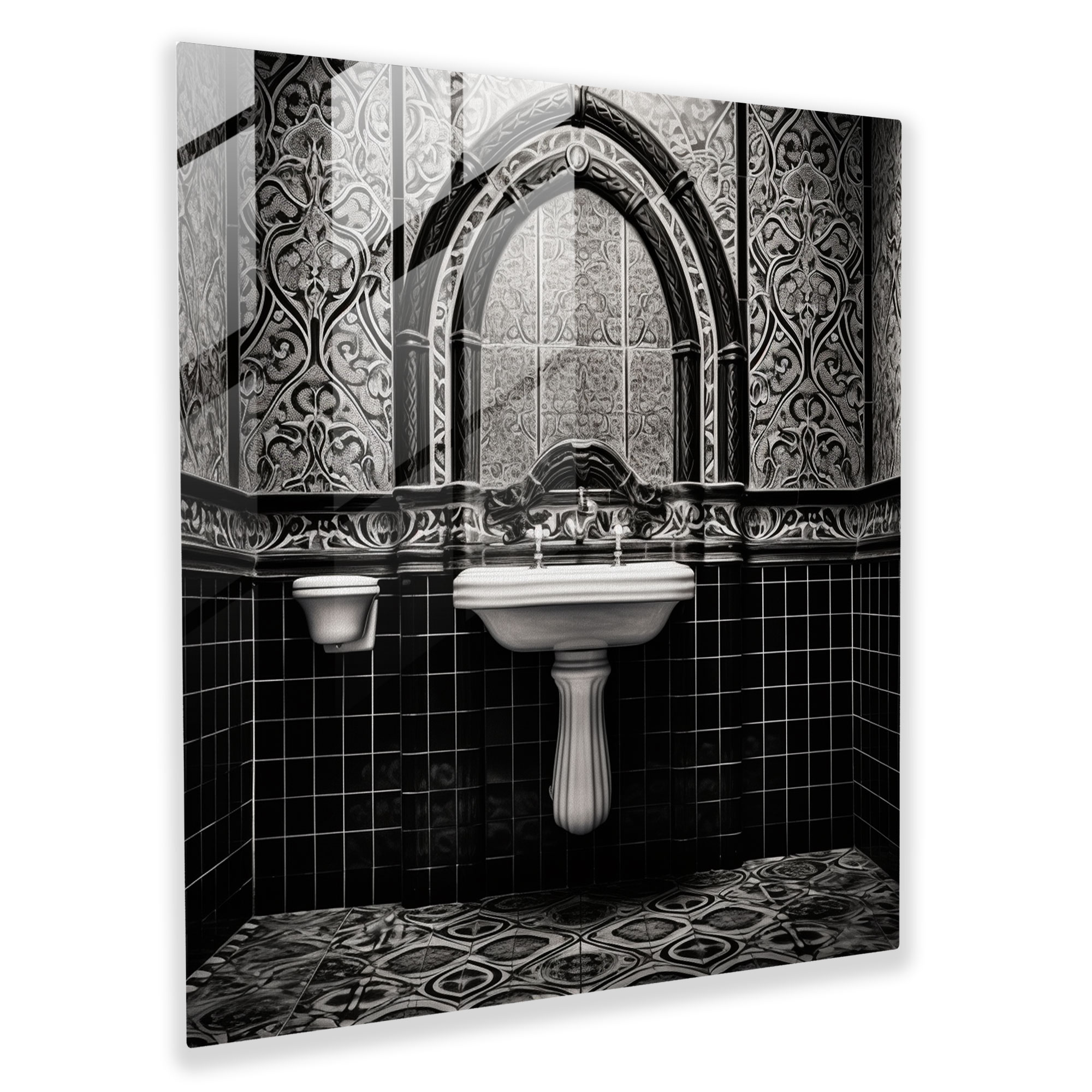 Bathroom Glass Print - Artistic Tiles - For Bathroom, Glass Wall Art, Artistic Tiles, Home Decoration