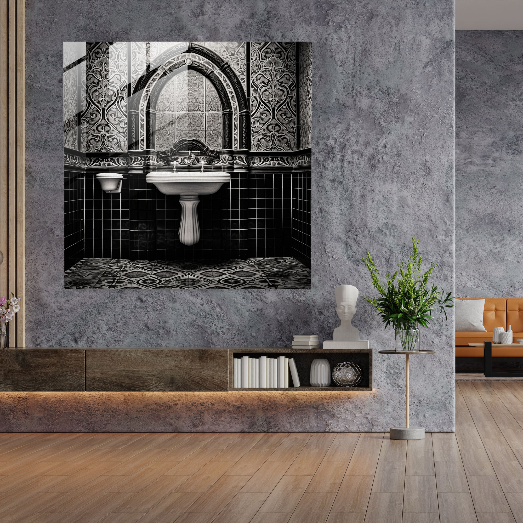 Bathroom Glass Print - Artistic Tiles - For Bathroom, Glass Wall Art, Artistic Tiles, Home Decoration