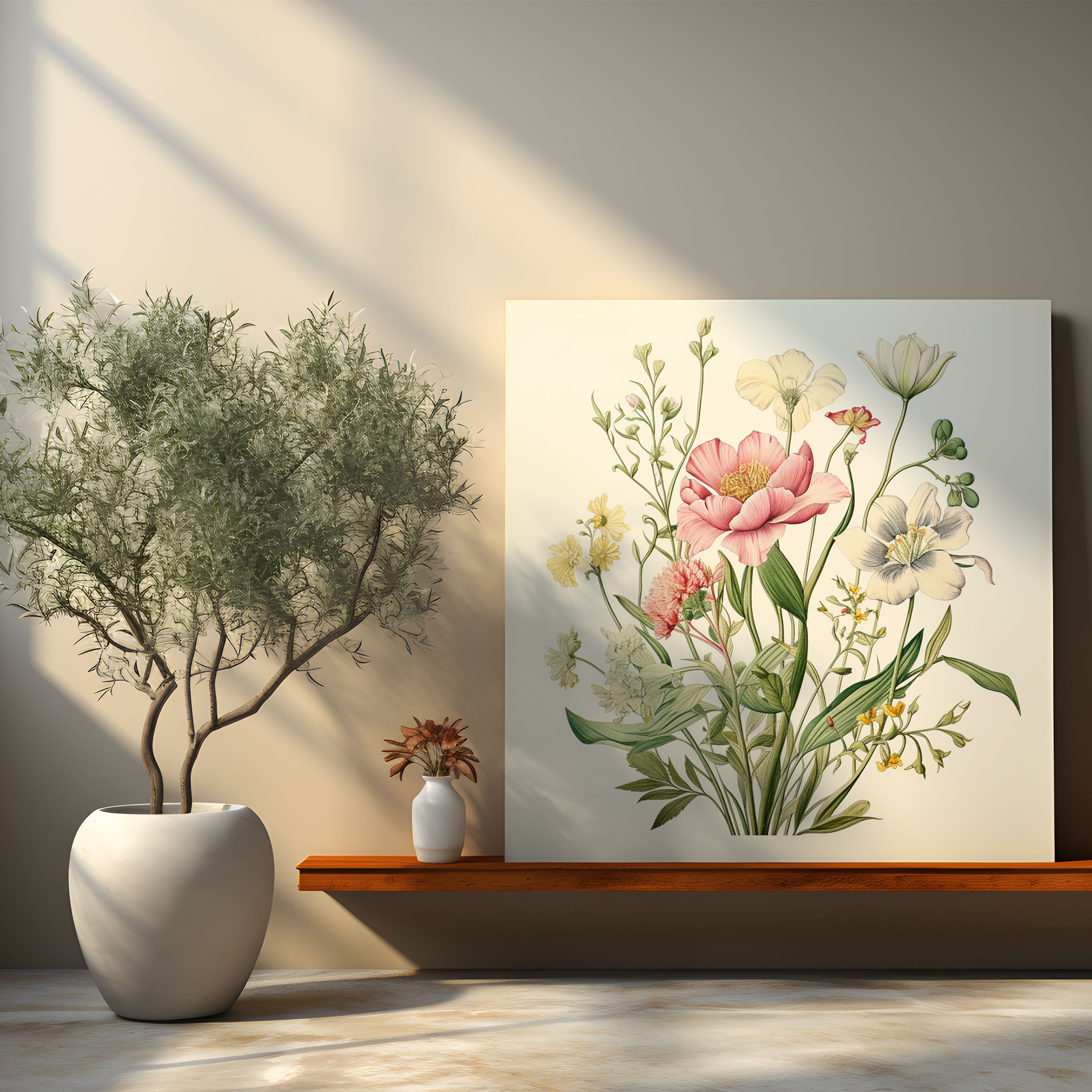 Botanical Garden Canvas Print - For Bathroom, Bathroom Wall Decoration, Botanical Garden Canvas Print, Botanical Illustration