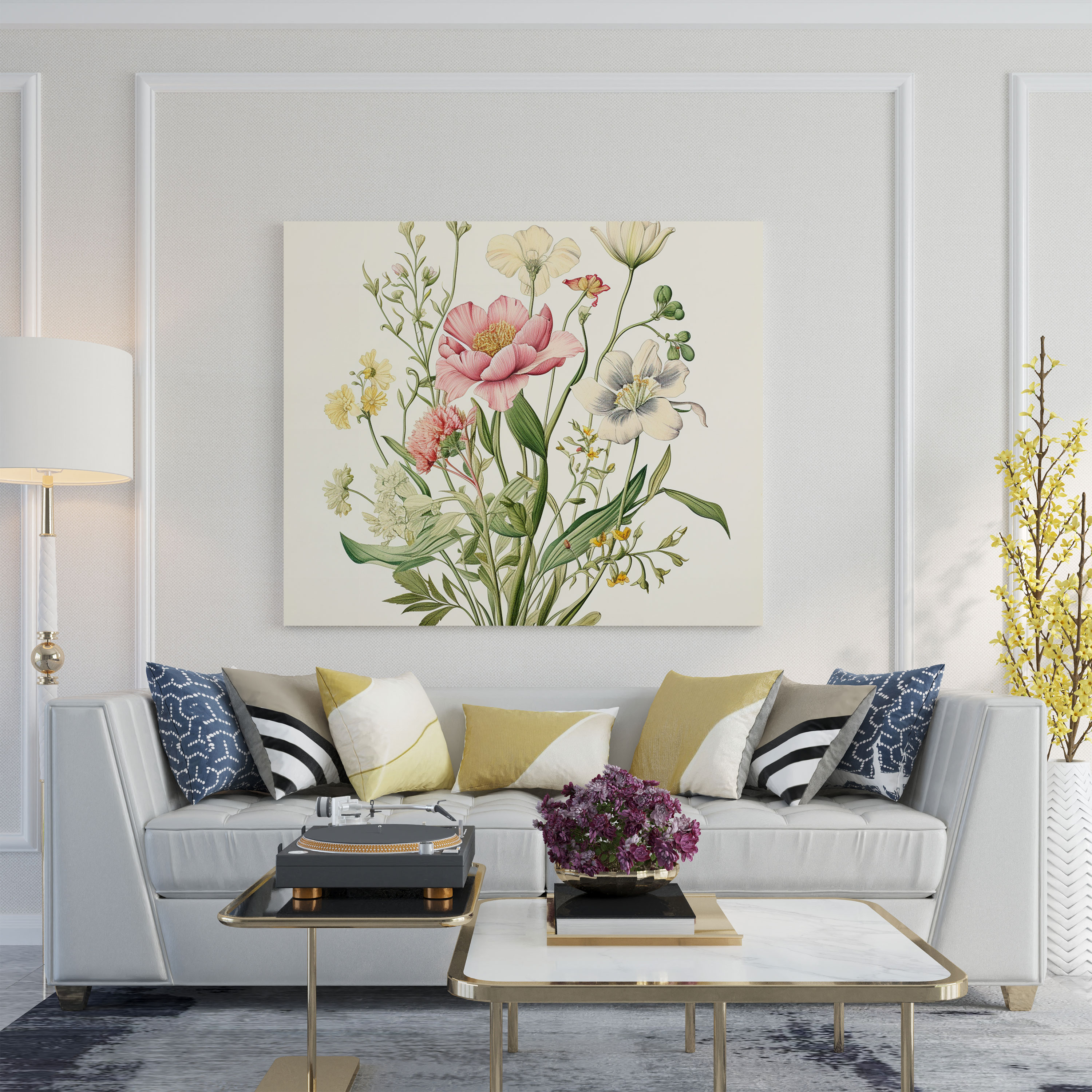 Botanical Garden Canvas Print - For Bathroom, Bathroom Wall Decoration, Botanical Garden Canvas Print, Botanical Illustration