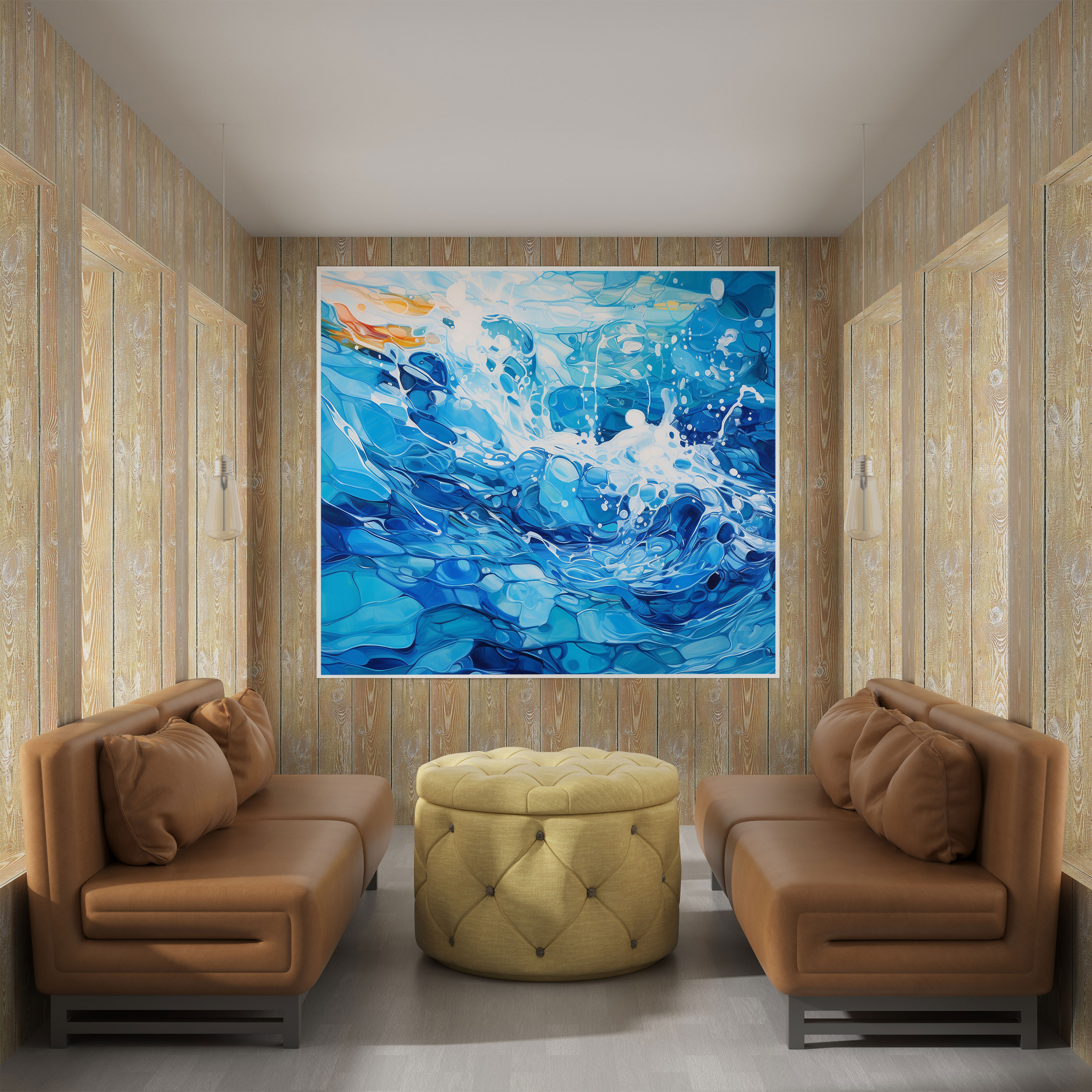 Aquatic Symphony Canvas Print - For Bathroom, Canvas Wall Art, Flowing Water, Wall Decoration