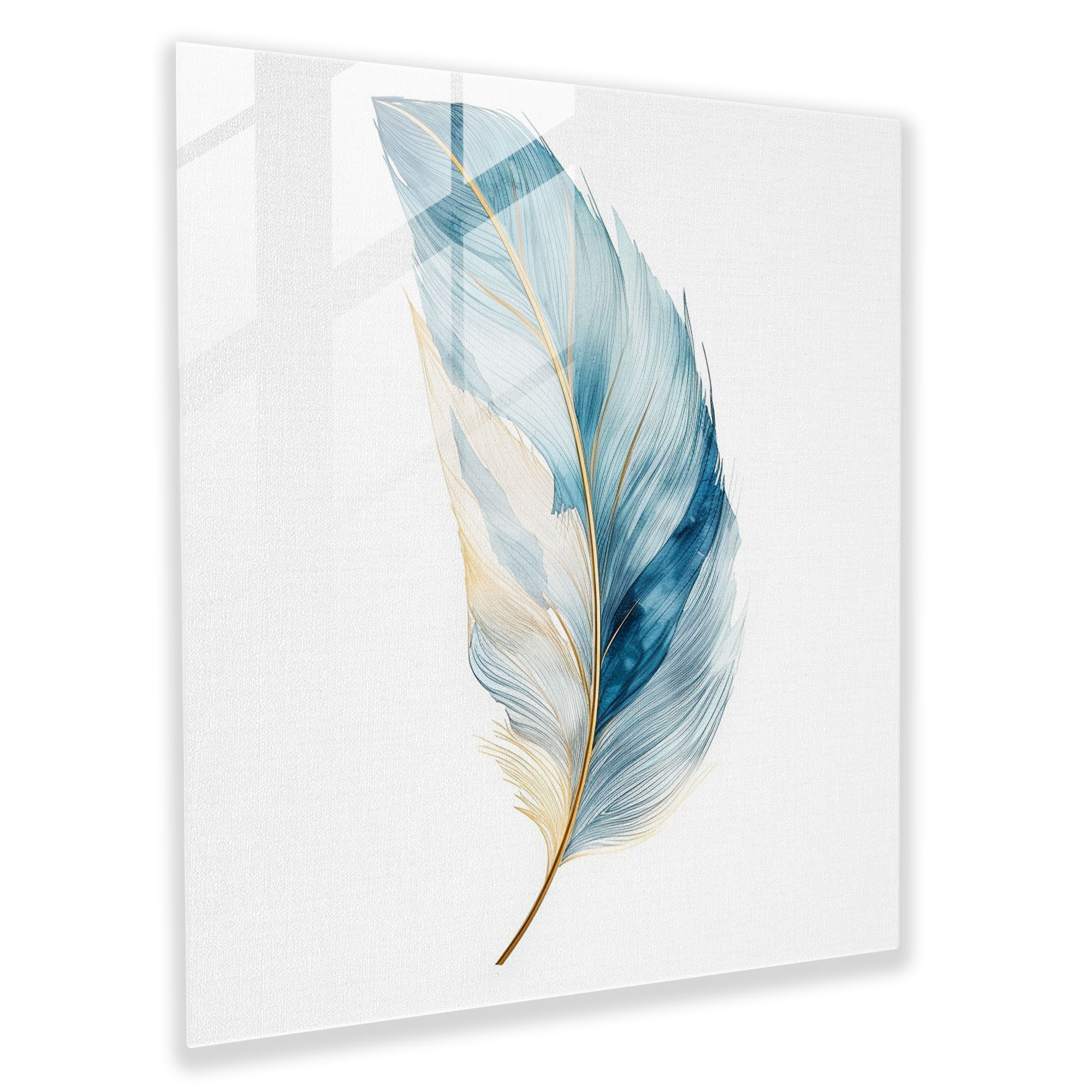 Sophisticated Feather Glass Wall Art - Feather, Modern Art, Contemporary Glass Print, Home Decoration