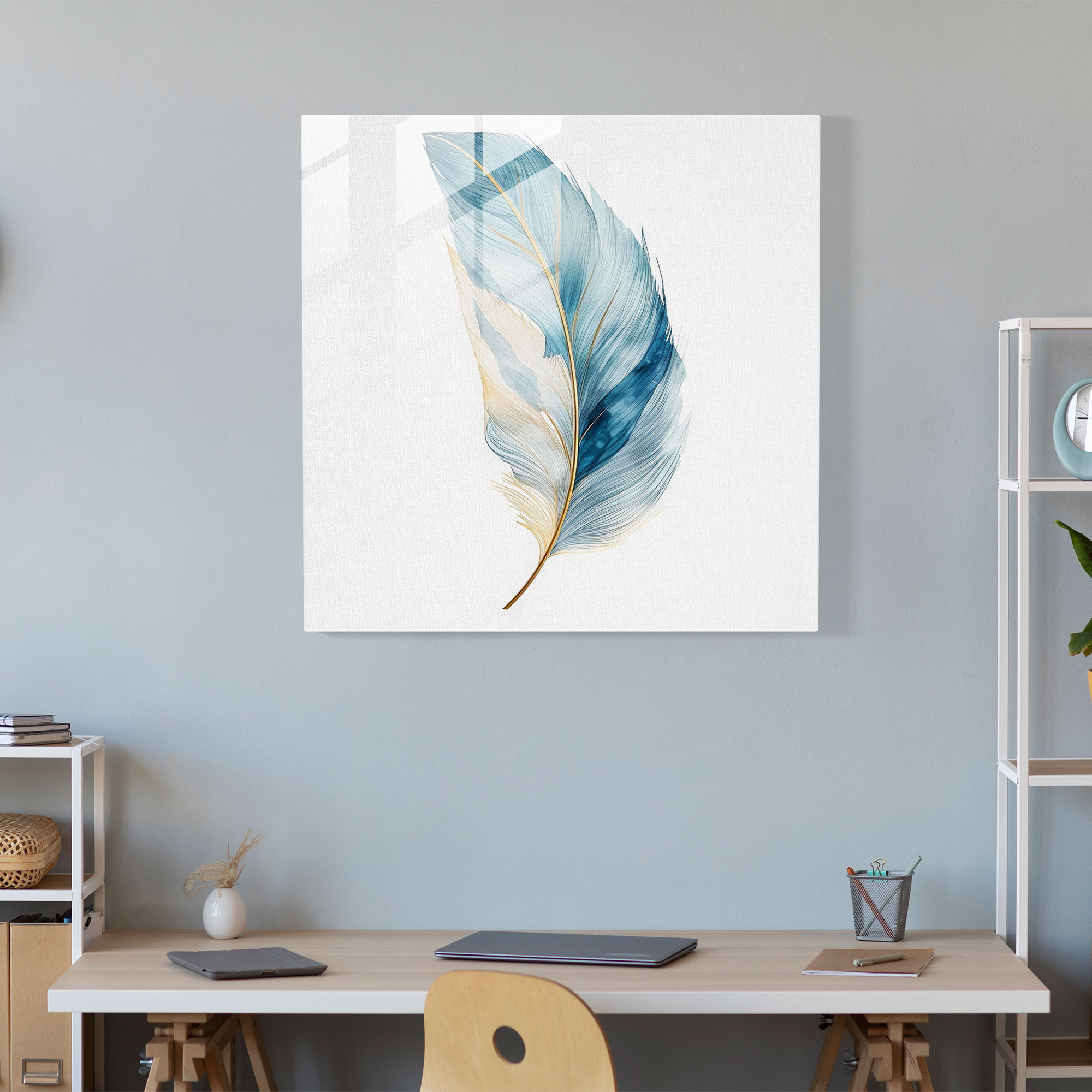 Sophisticated Feather Glass Wall Art - Feather, Modern Art, Contemporary Glass Print, Home Decoration