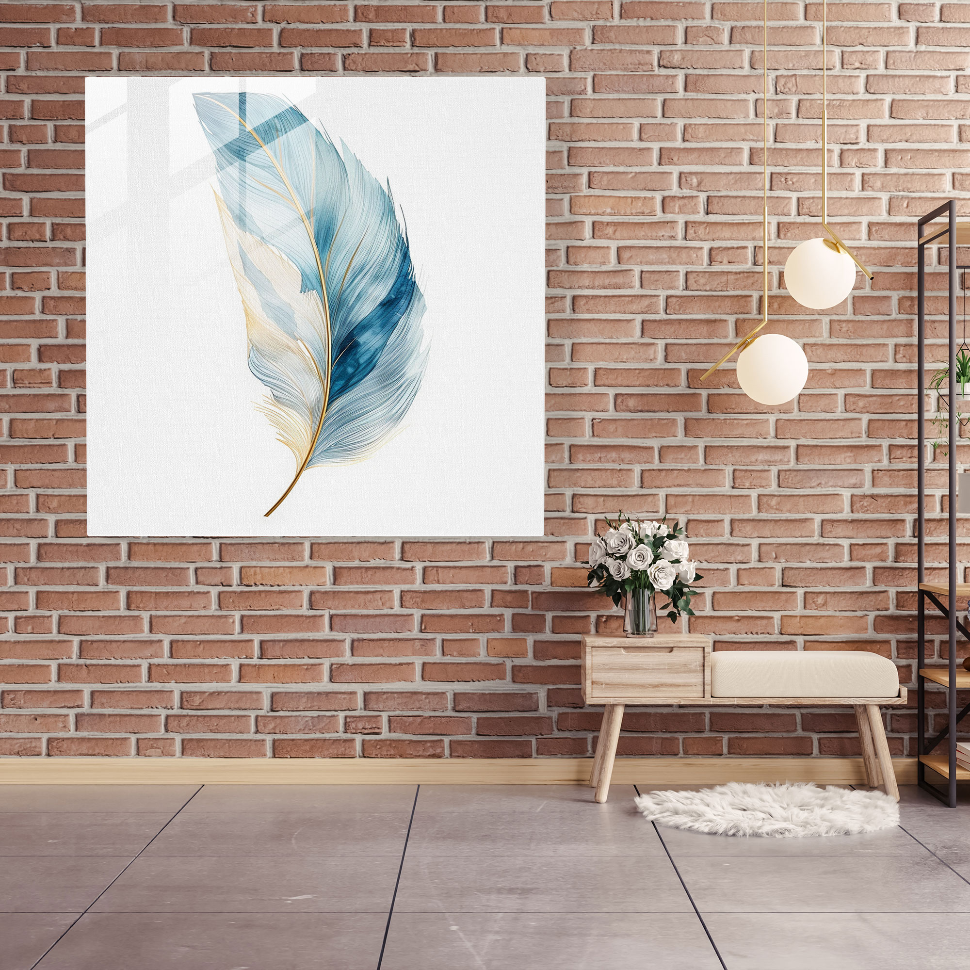 Sophisticated Feather Glass Wall Art - Feather, Modern Art, Contemporary Glass Print, Home Decoration