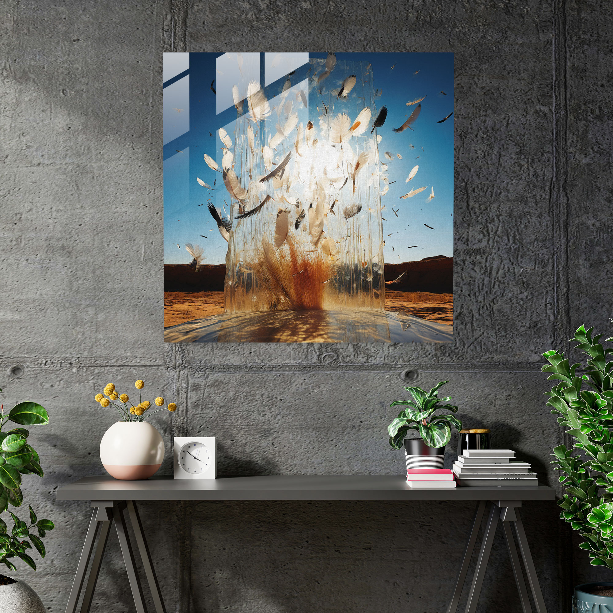 Transformative Feather Glass Wall Art - Feather, Transformation, Home Decoration, Flock Of Birds
