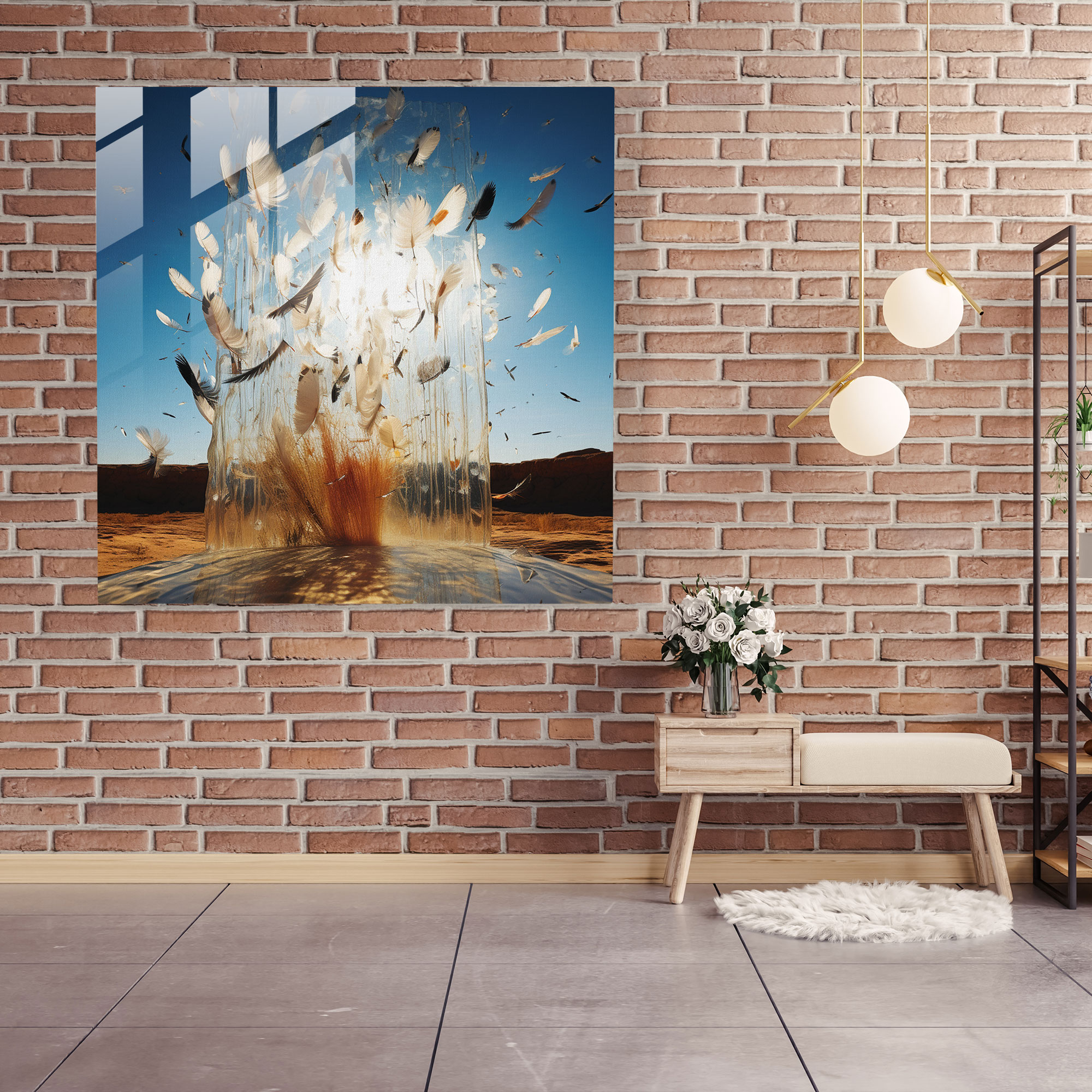 Transformative Feather Glass Wall Art - Feather, Transformation, Home Decoration, Flock Of Birds
