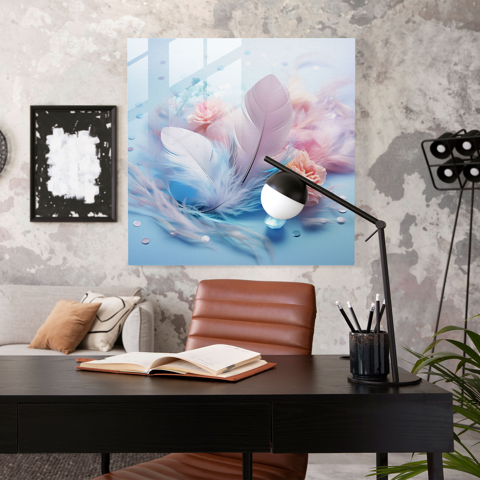 Harmonious Feather Glass Wall Art - Feather, Home Decoration, Nature-Inspired Glass Print, Feather