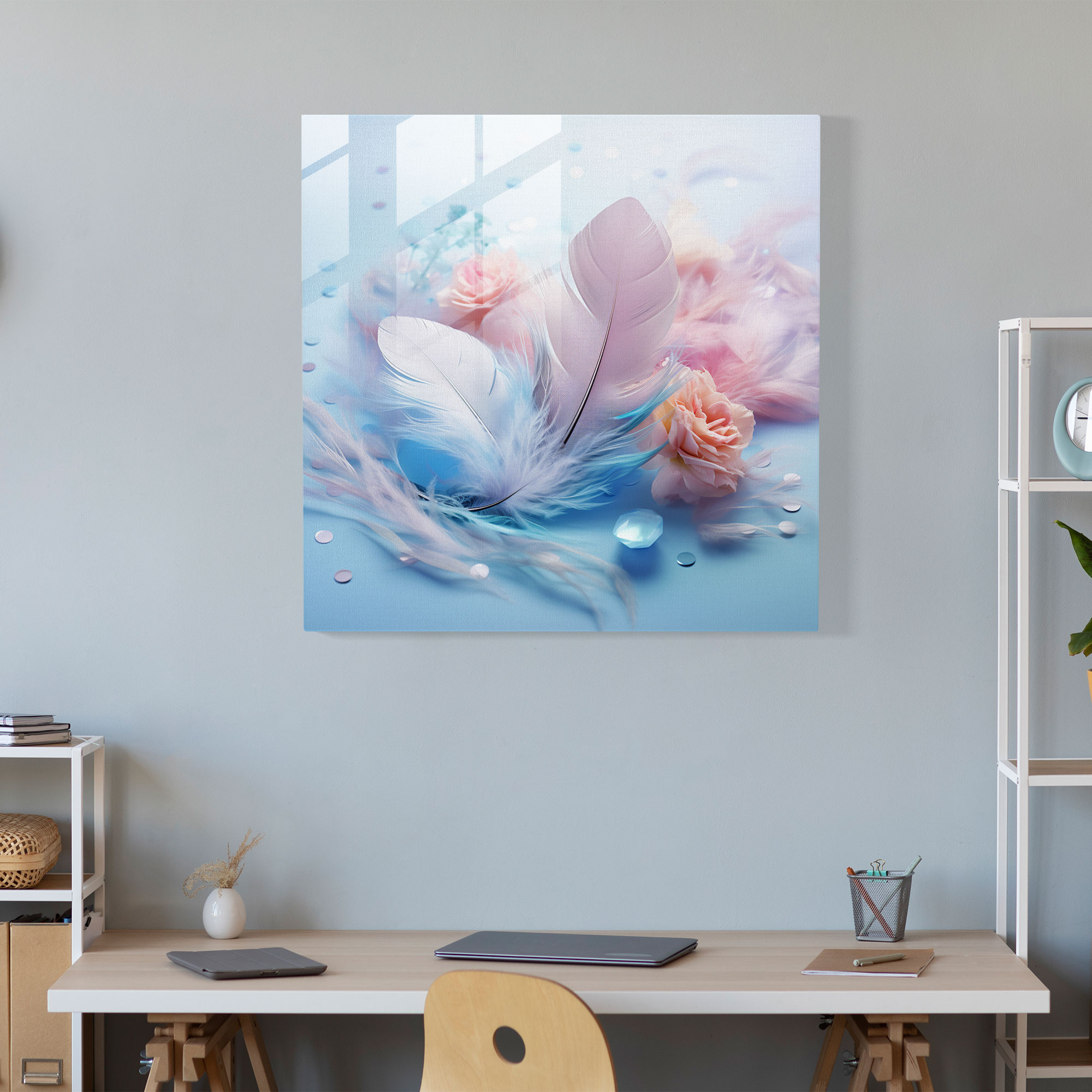 Harmonious Feather Glass Wall Art - Feather, Home Decoration, Nature-Inspired Glass Print, Feather