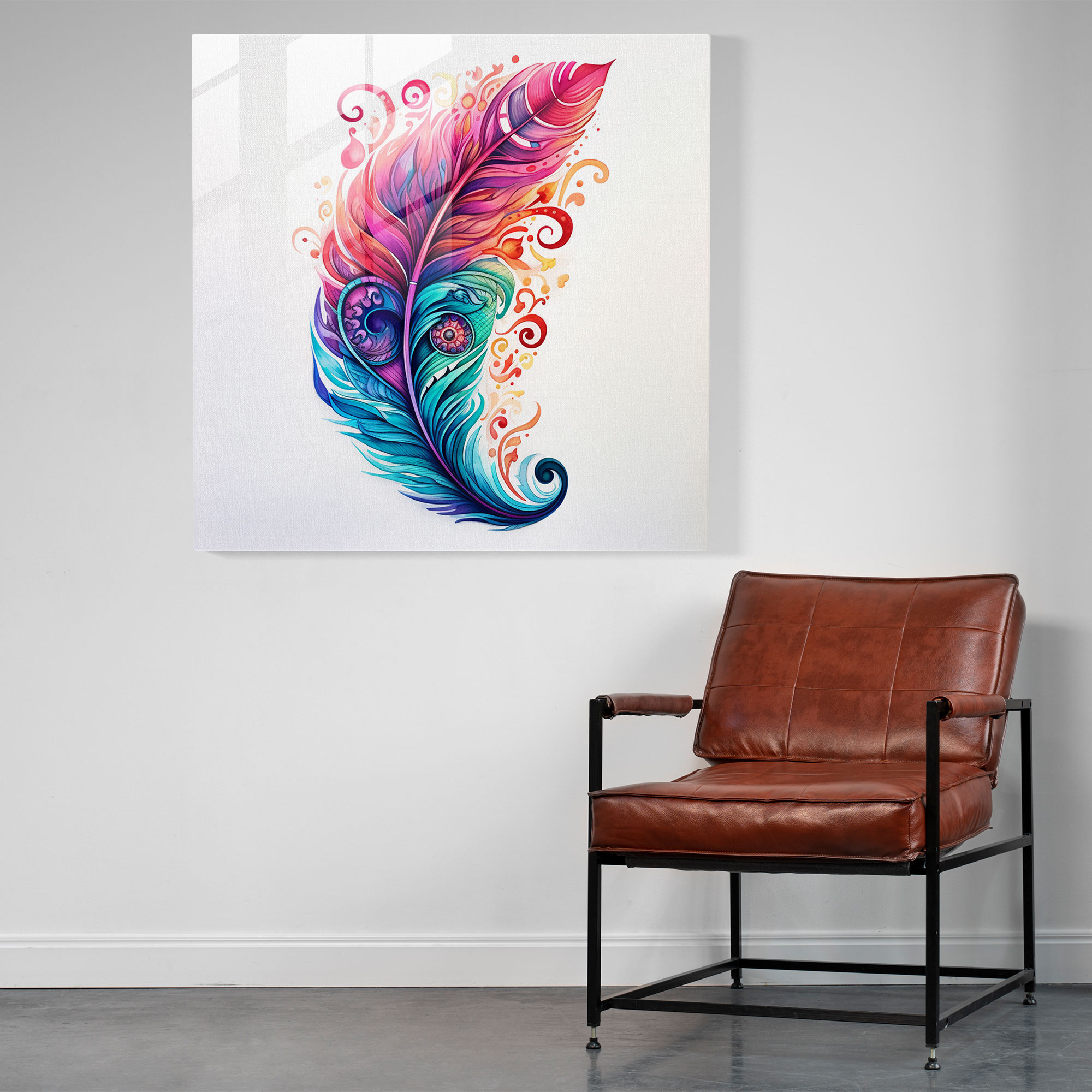 Feather Dreams Glass Print - Feather, Wall Decoration, Glass Art, Home Decoration