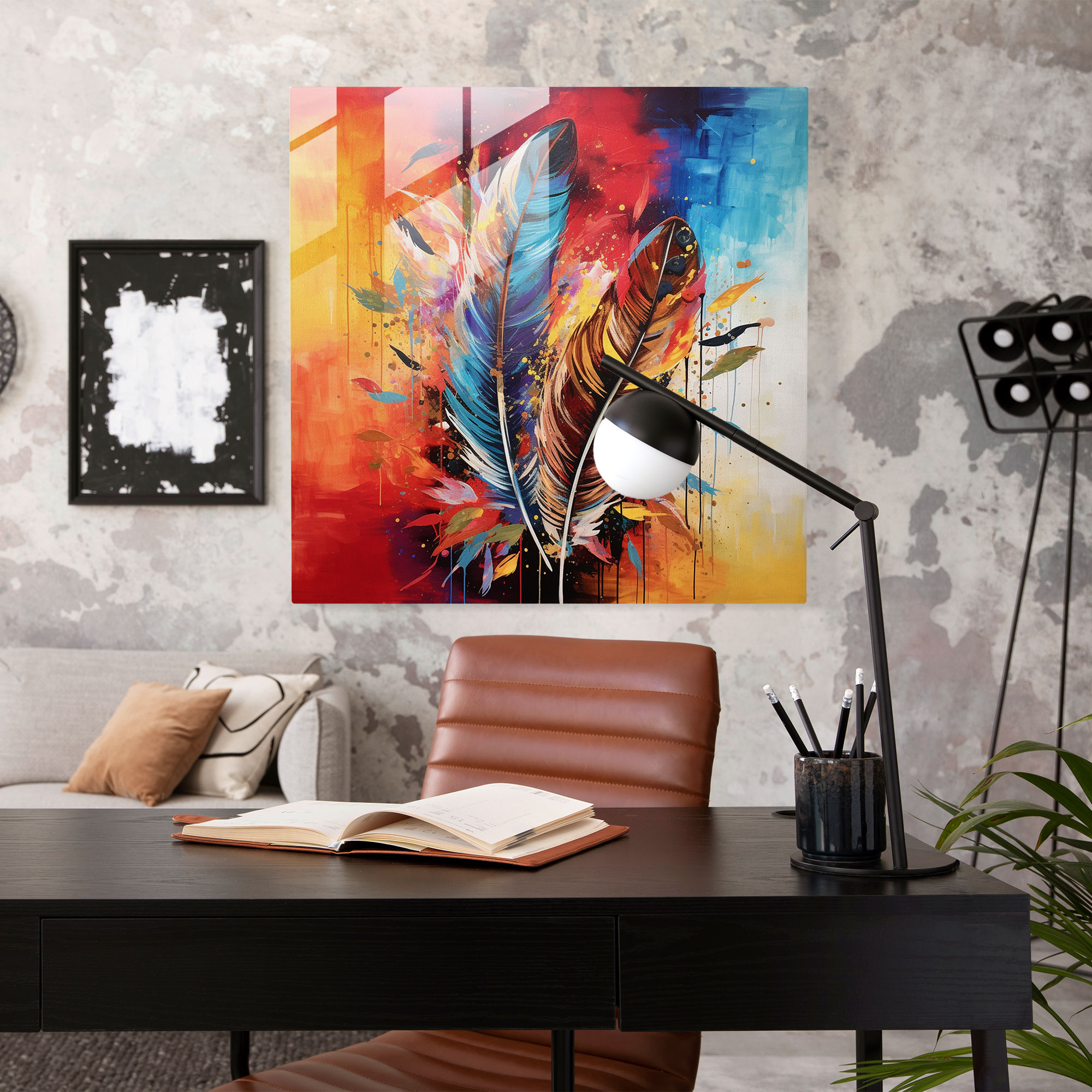 Feather Fusion Glass Print - Feather, Modern Art, Glass Print, Feather