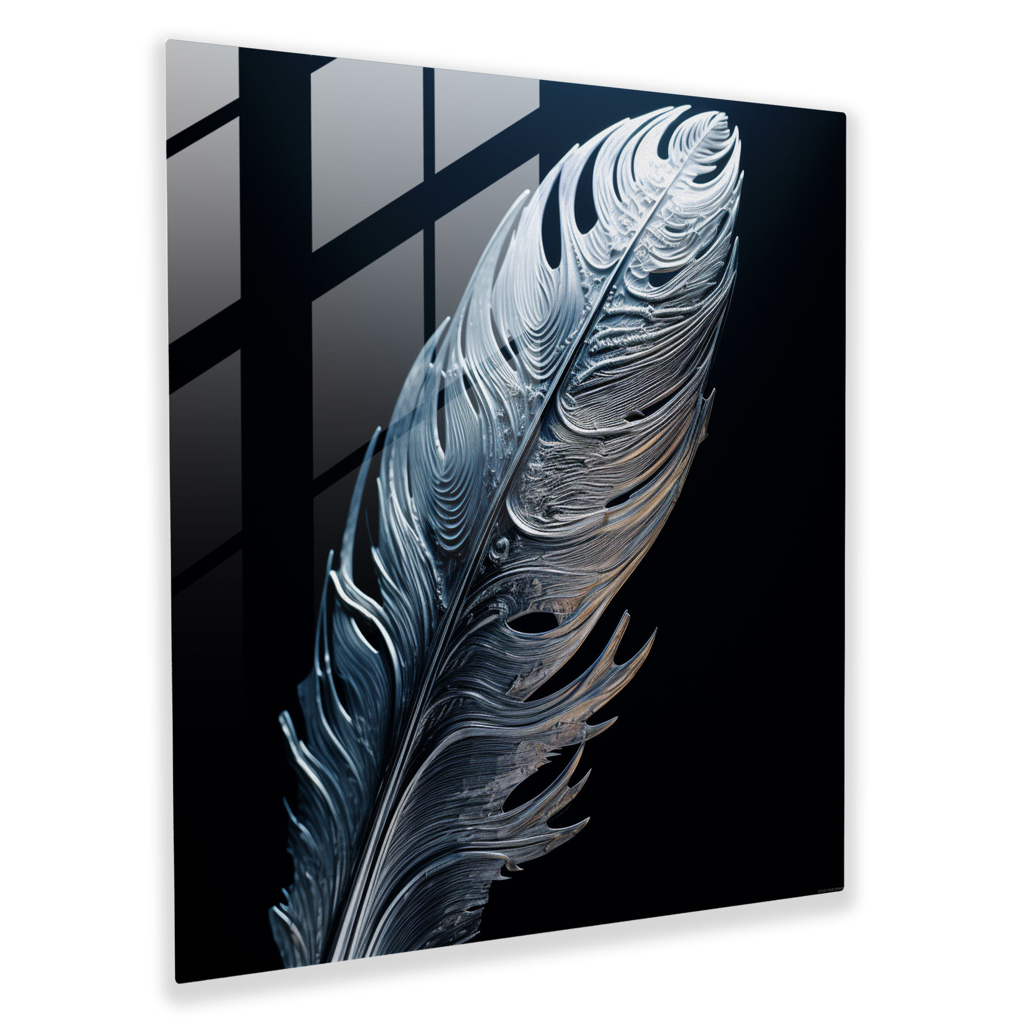 Feather Reflections Glass Print - Feather, Modern Art, Wall Decoration, Glass Print