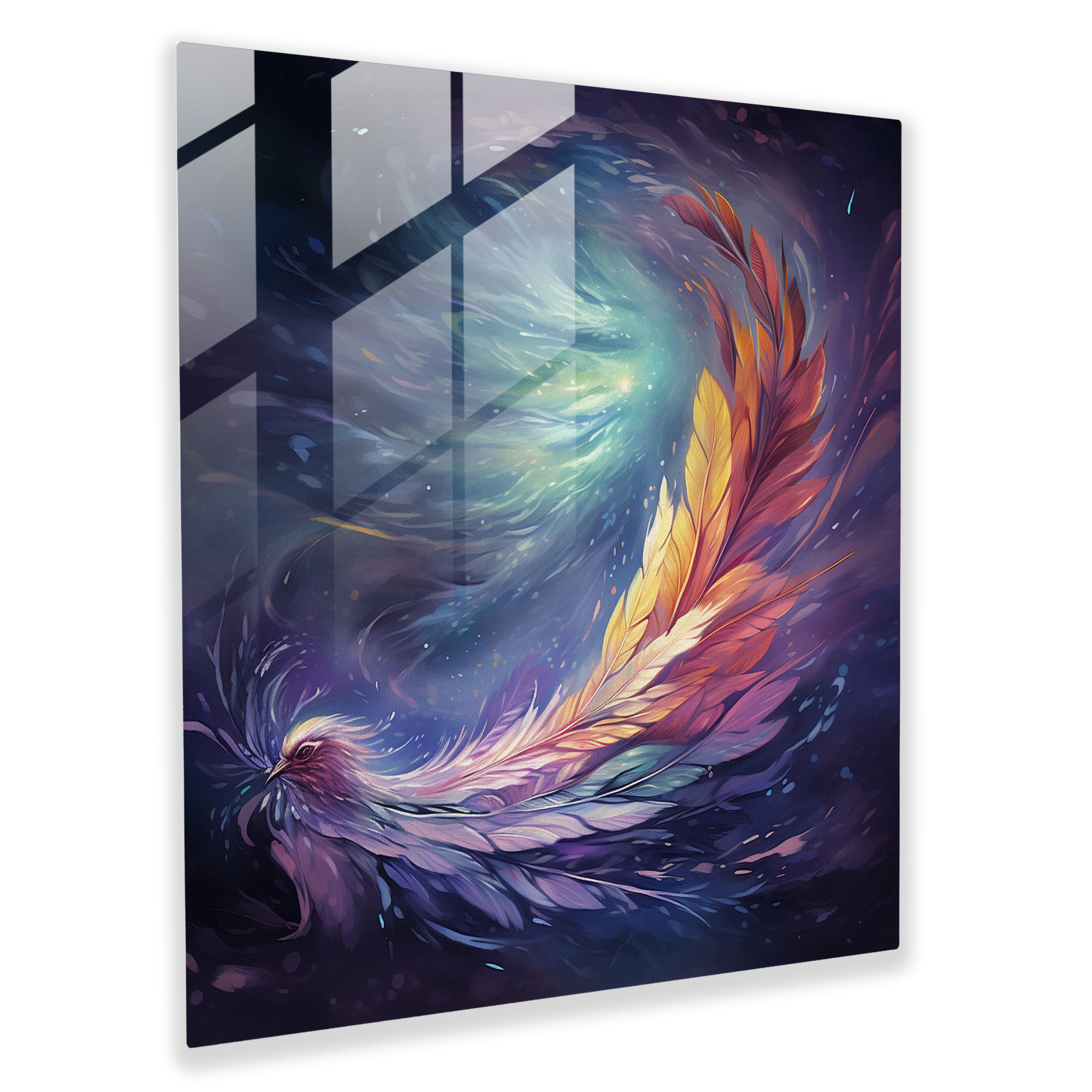 Feather Whispers Glass Print - Feather, Home Decoration, Glass Art, Wall Decoration
