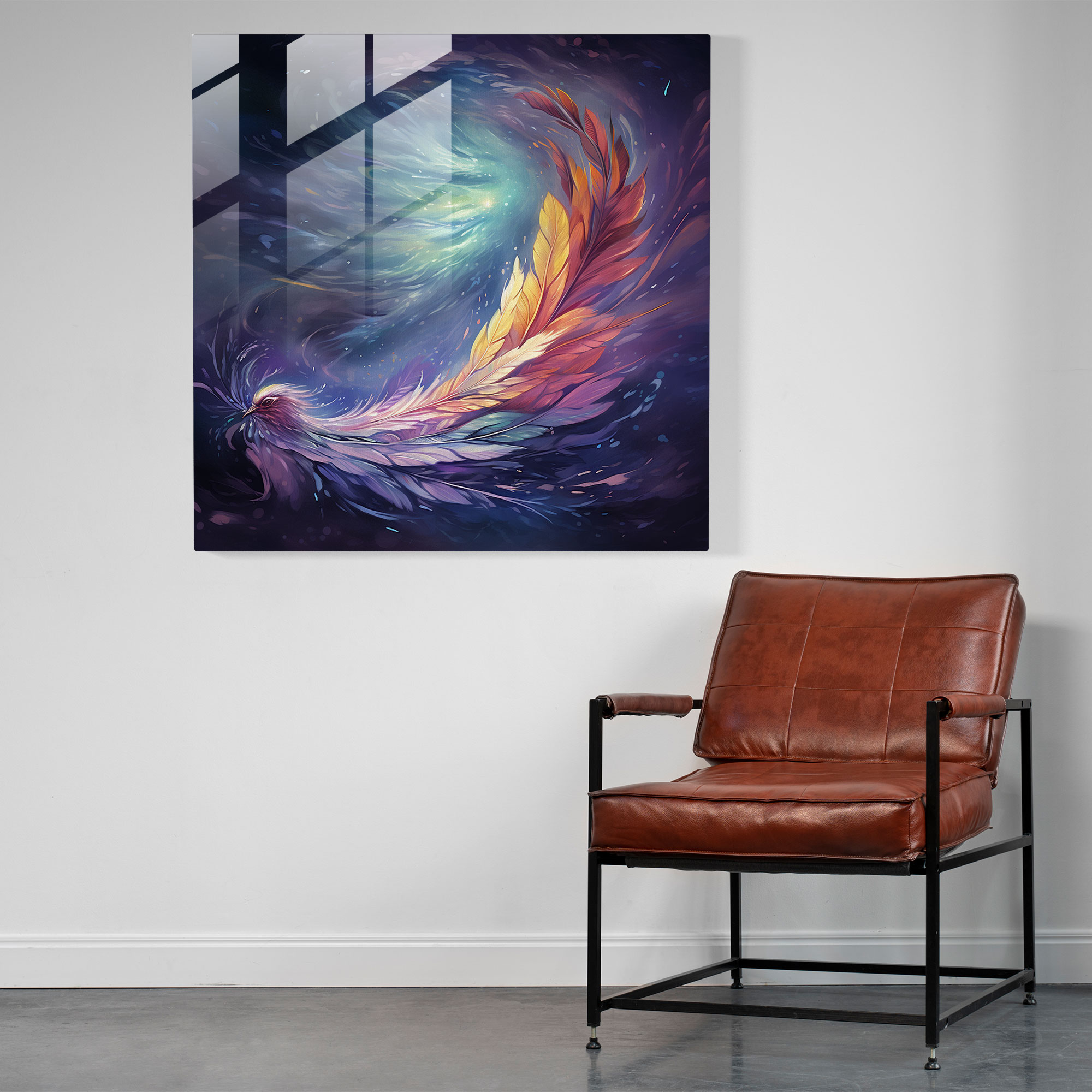 Feather Whispers Glass Print - Feather, Home Decoration, Glass Art, Wall Decoration