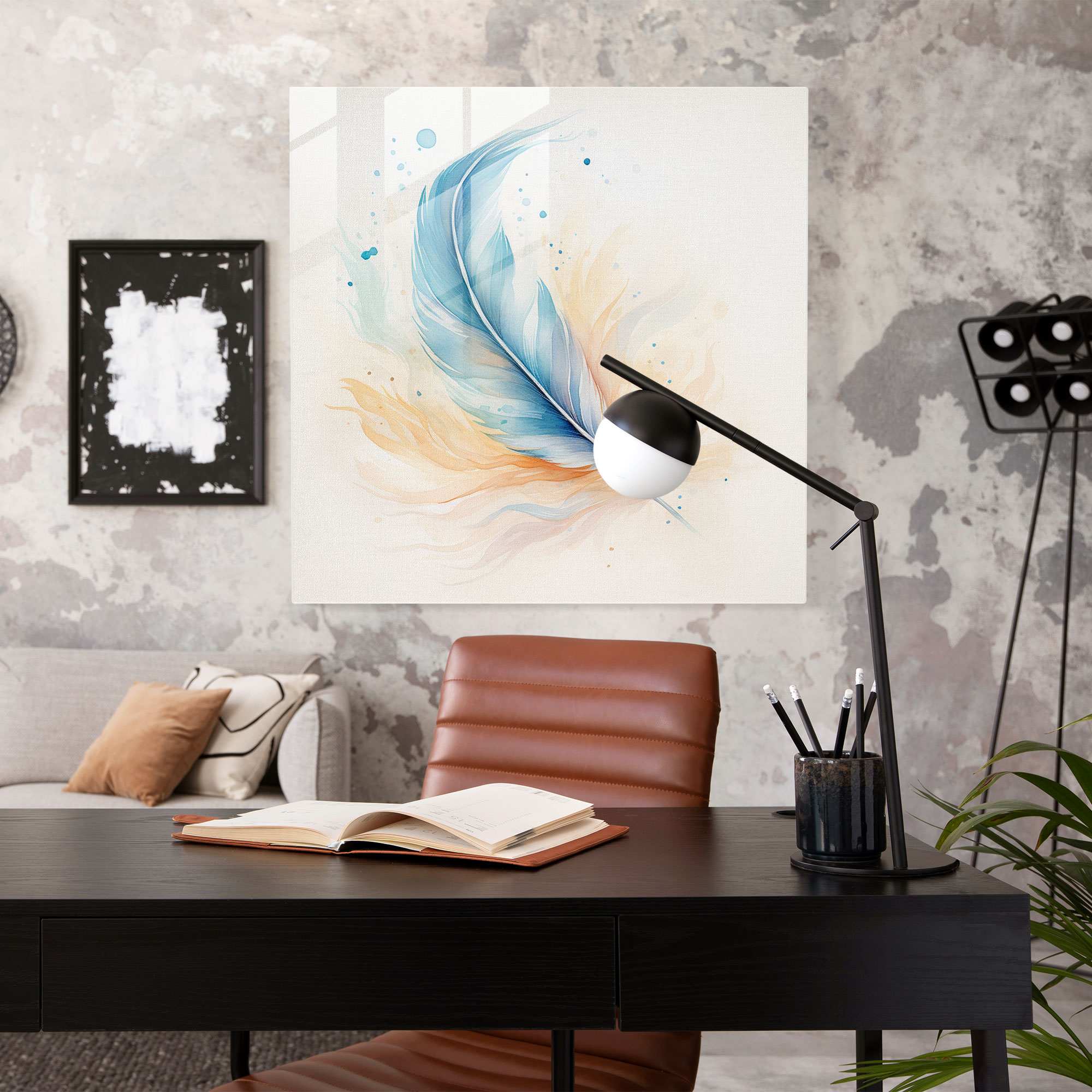 Dreamy Feathers Glass Print - Feather, Glass Wall Art, Feather, Wall Decoration