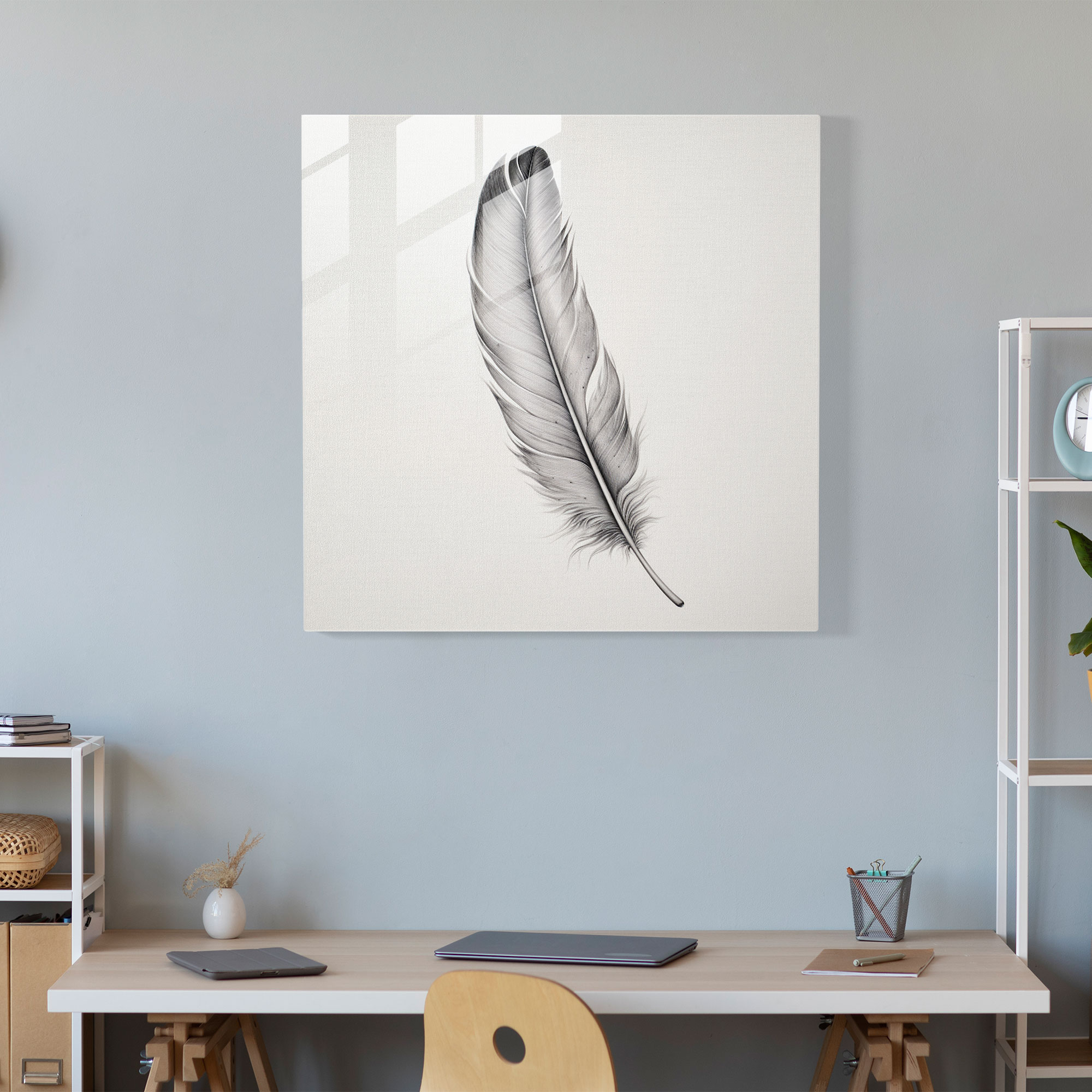 Elegant Feathers Glass Print - Feather, Home Decoration, Feather, Glass Wall Art