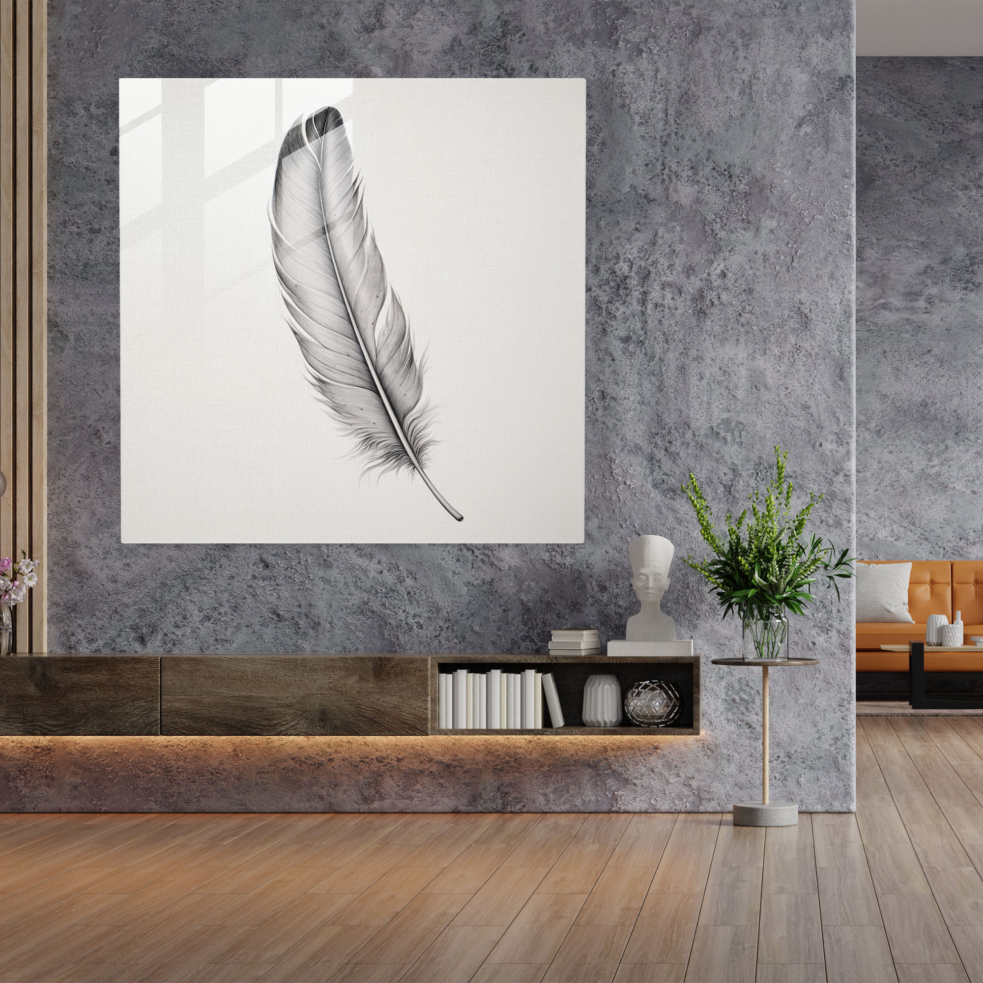 Elegant Feathers Glass Print - Feather, Home Decoration, Feather, Glass Wall Art