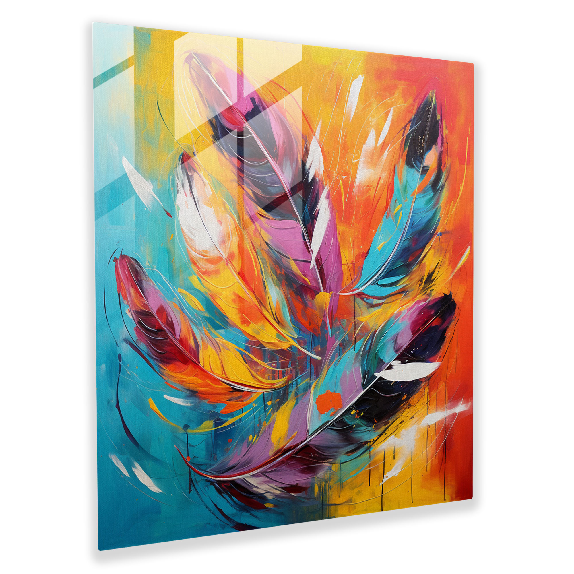 Feather Fusion Glass Print - Feather, Glass Art, Textures, Contemporary Abstract Painting