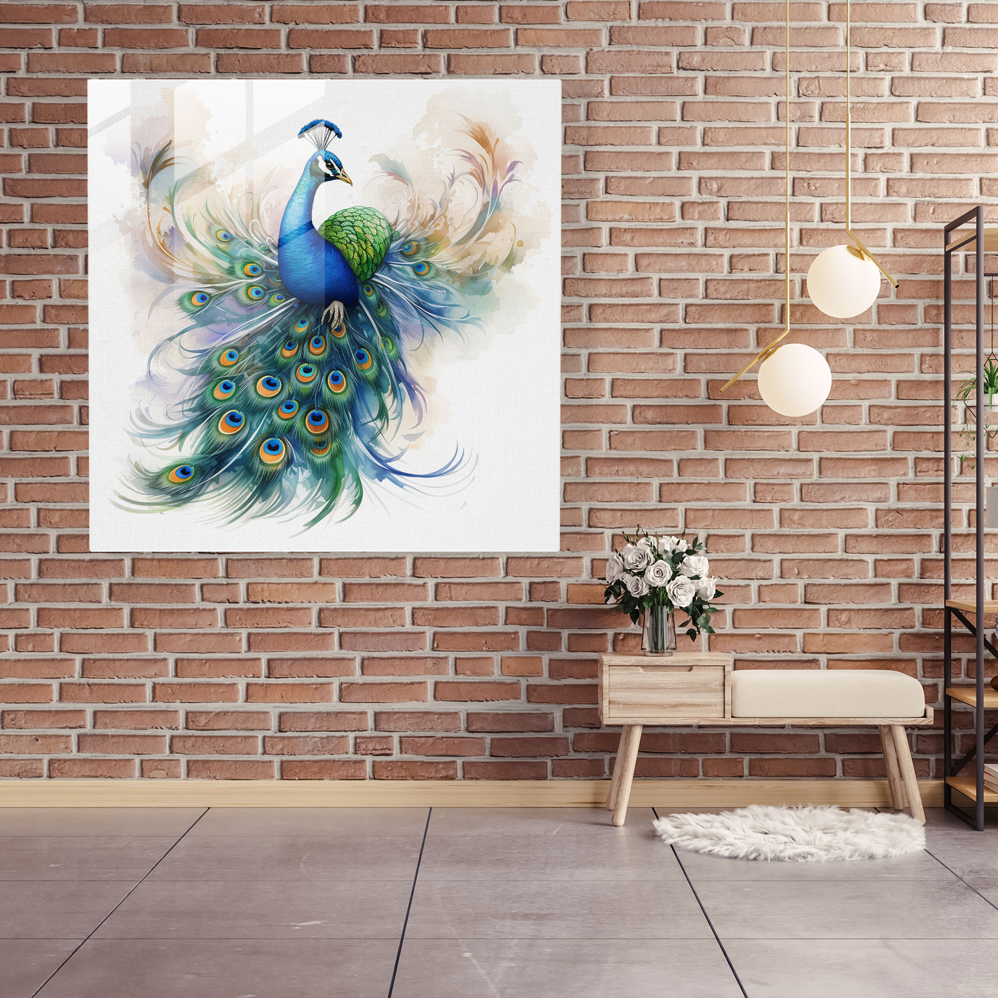 Majestic Feathers Glass Print - Feather, Glass Art, Watercolor Illustration, Feather