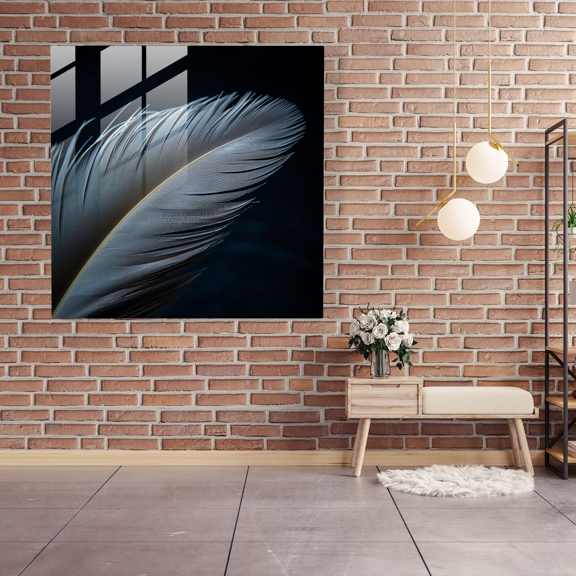 Intricate Beauty Glass Print - Feather, Wall Decoration, Delicate Patterns, Photography