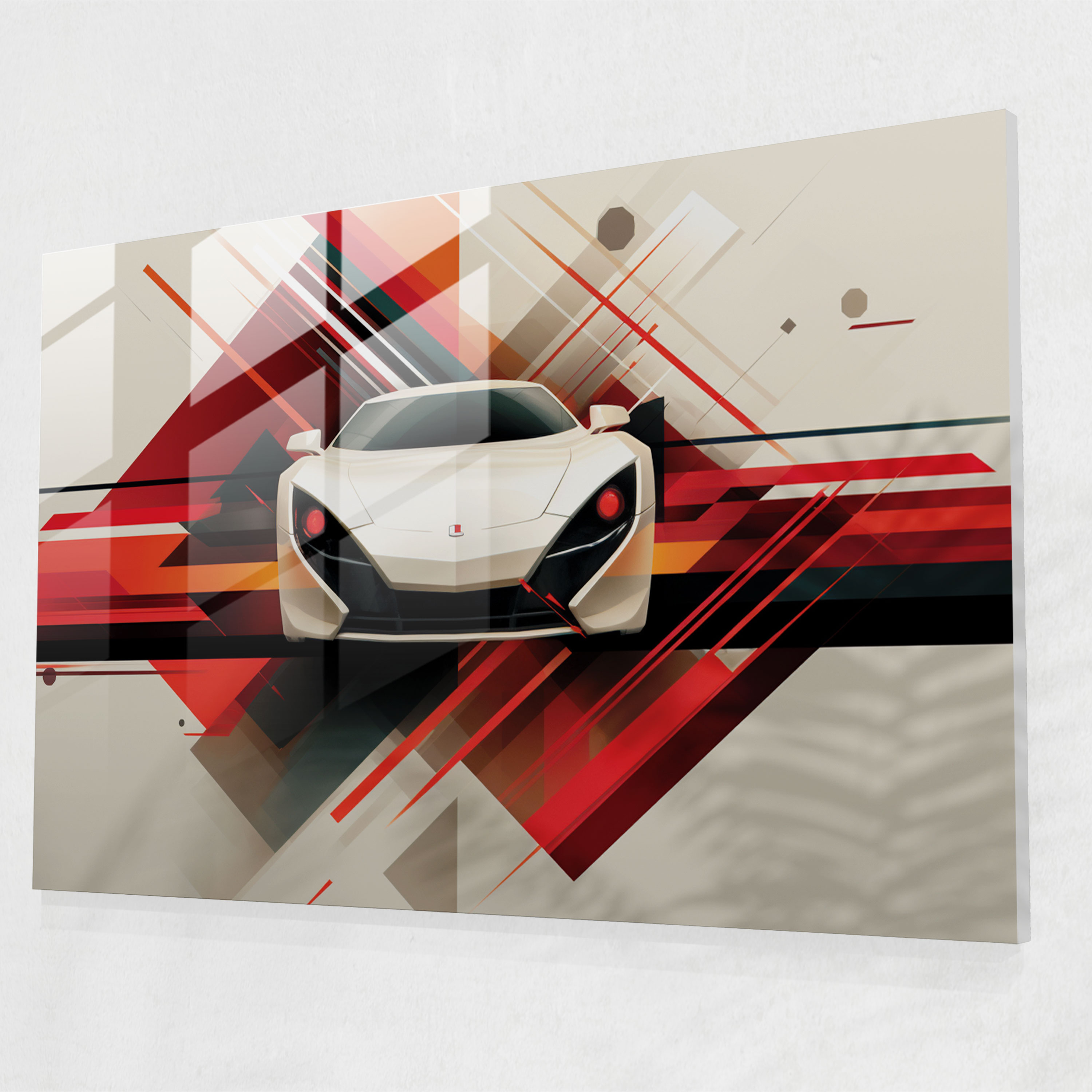 Ferrari Glass Print - Geometric Velocity - Ferrari, Home Decoration, Ferrari, Sophistication