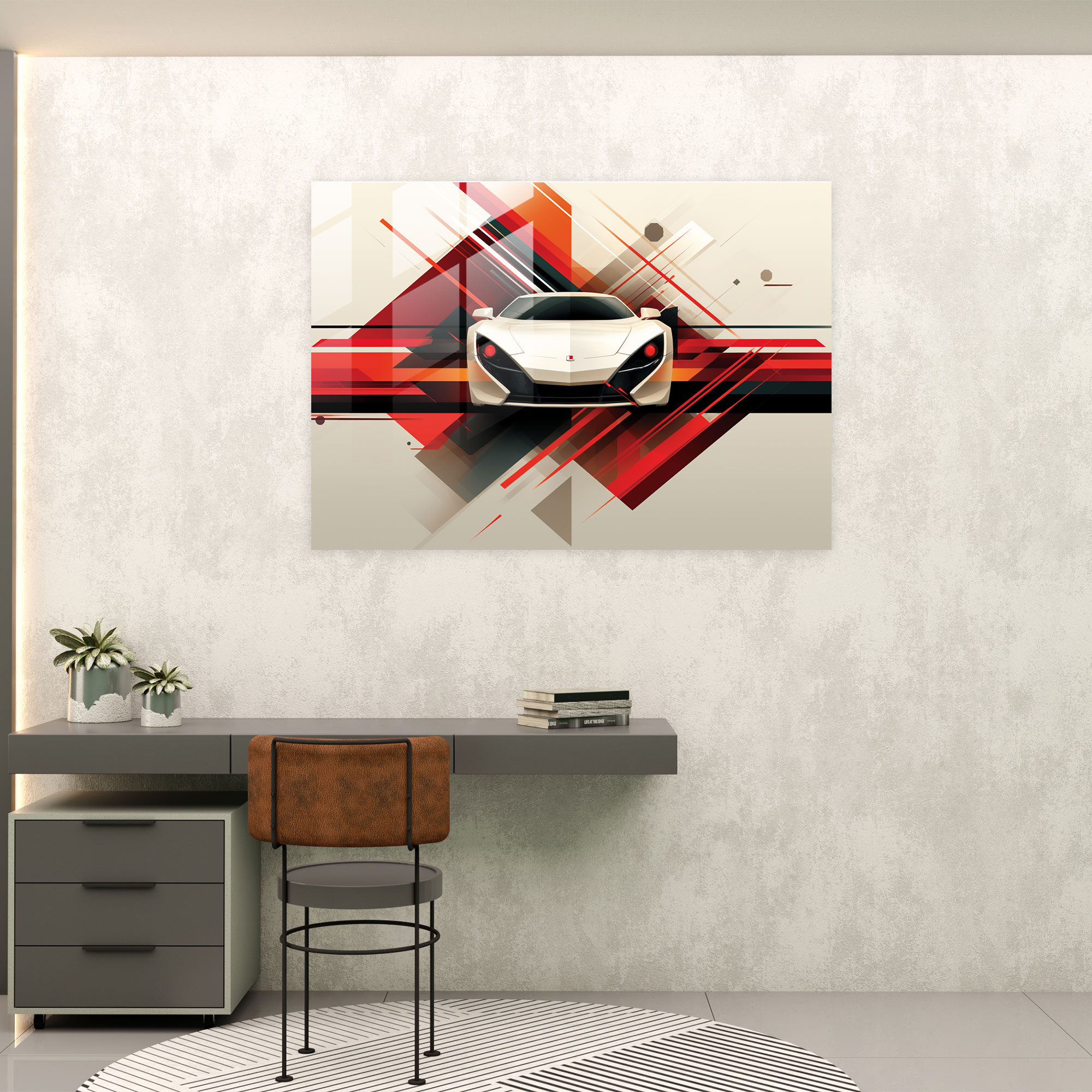 Ferrari Glass Print - Geometric Velocity - Ferrari, Home Decoration, Ferrari, Sophistication