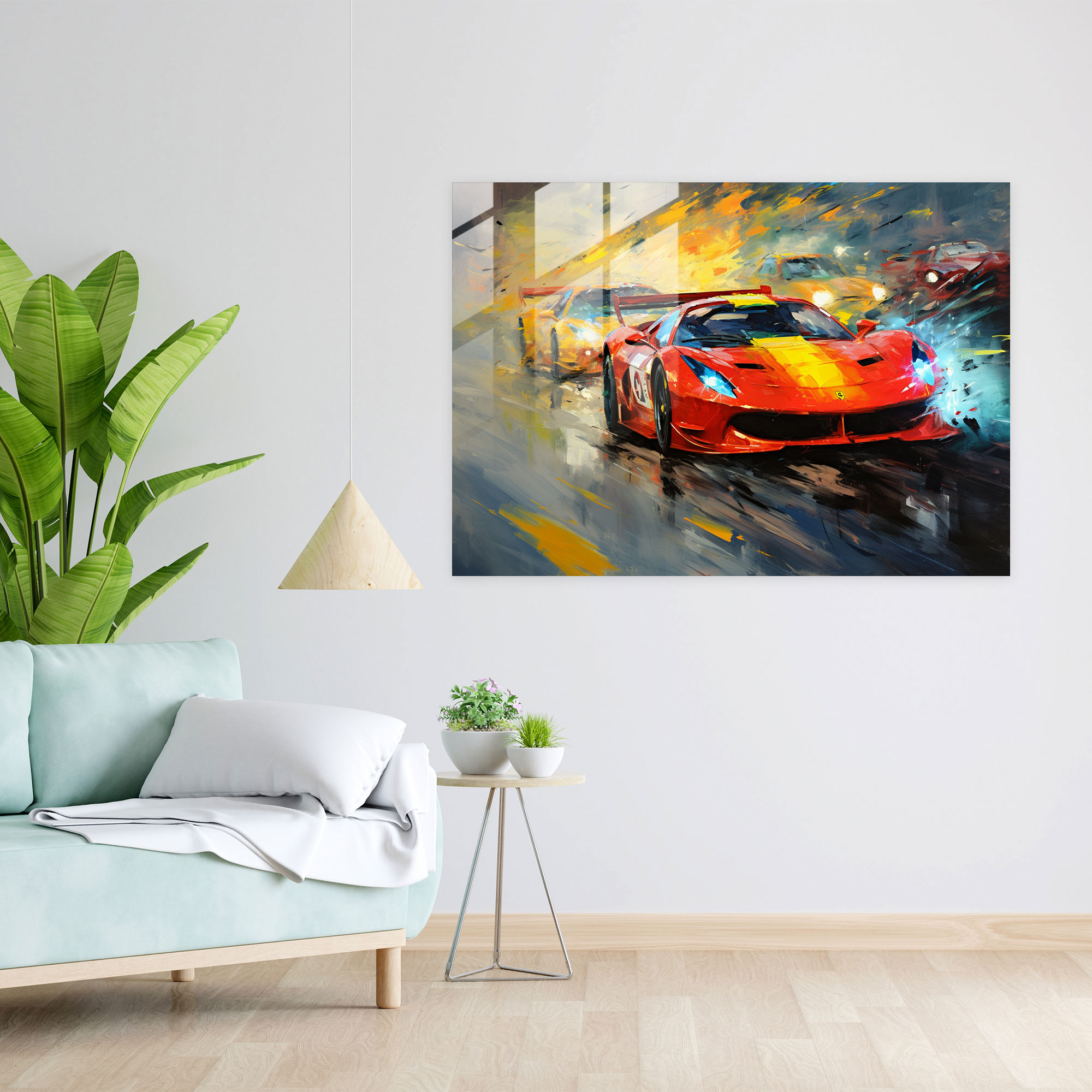 Ferrari Glass Print - Racing Impressions - Ferrari, Speed, Glass Art, Intensity