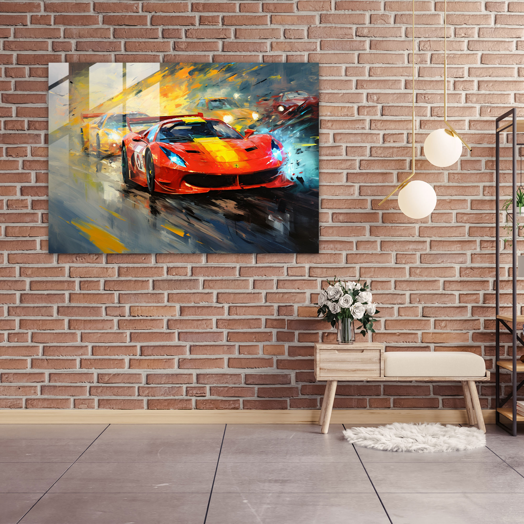 Ferrari Glass Print - Racing Impressions - Ferrari, Speed, Glass Art, Intensity