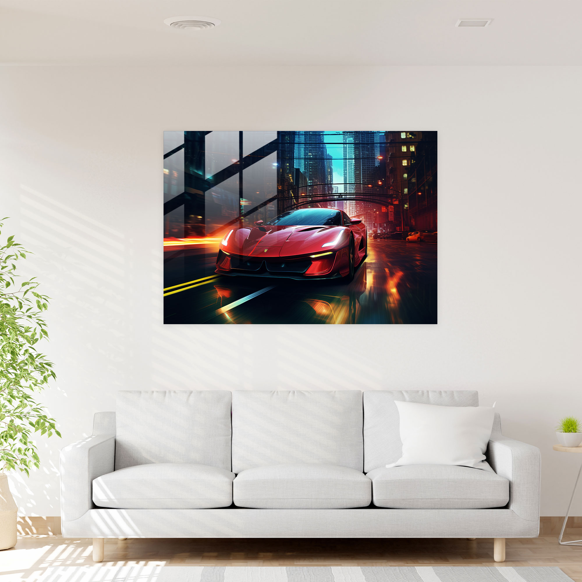 Ferrari Glass Print - Ferrari, Glass Wall Art, Home Decoration, Glass Print