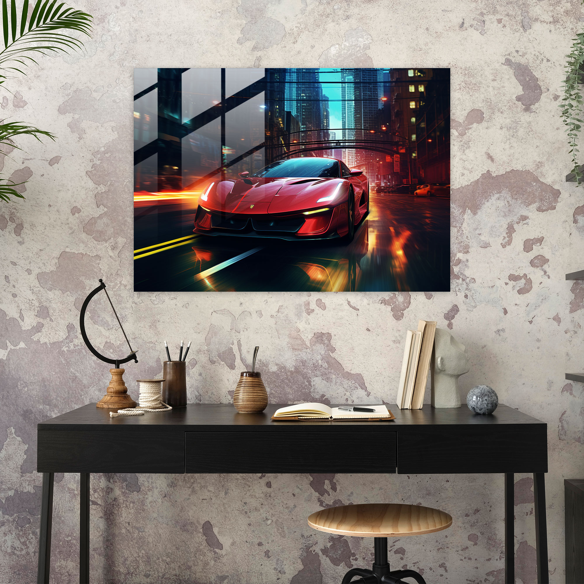 Ferrari Glass Print - Ferrari, Glass Wall Art, Home Decoration, Glass Print