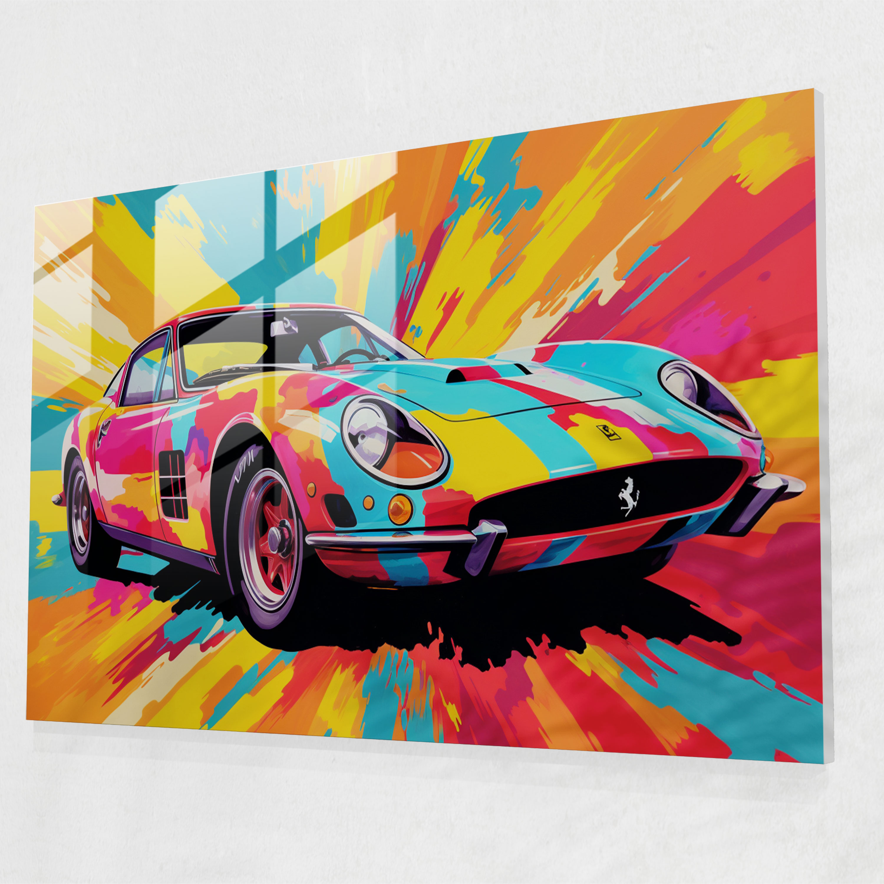 Ferrari Wall Decoration - Ferrari, Pop Art, Ferrari, Glass Print