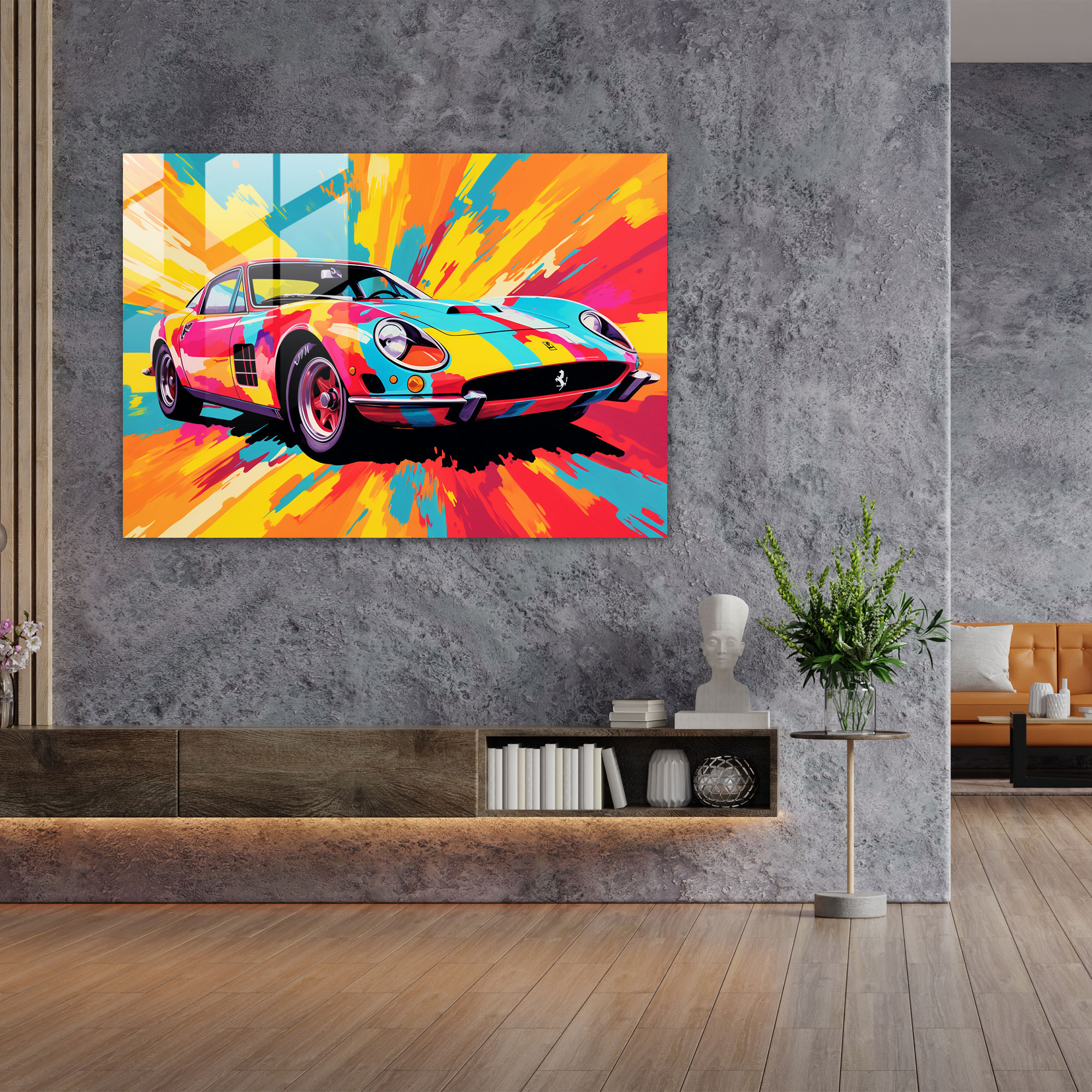 Ferrari Wall Decoration - Ferrari, Pop Art, Ferrari, Glass Print
