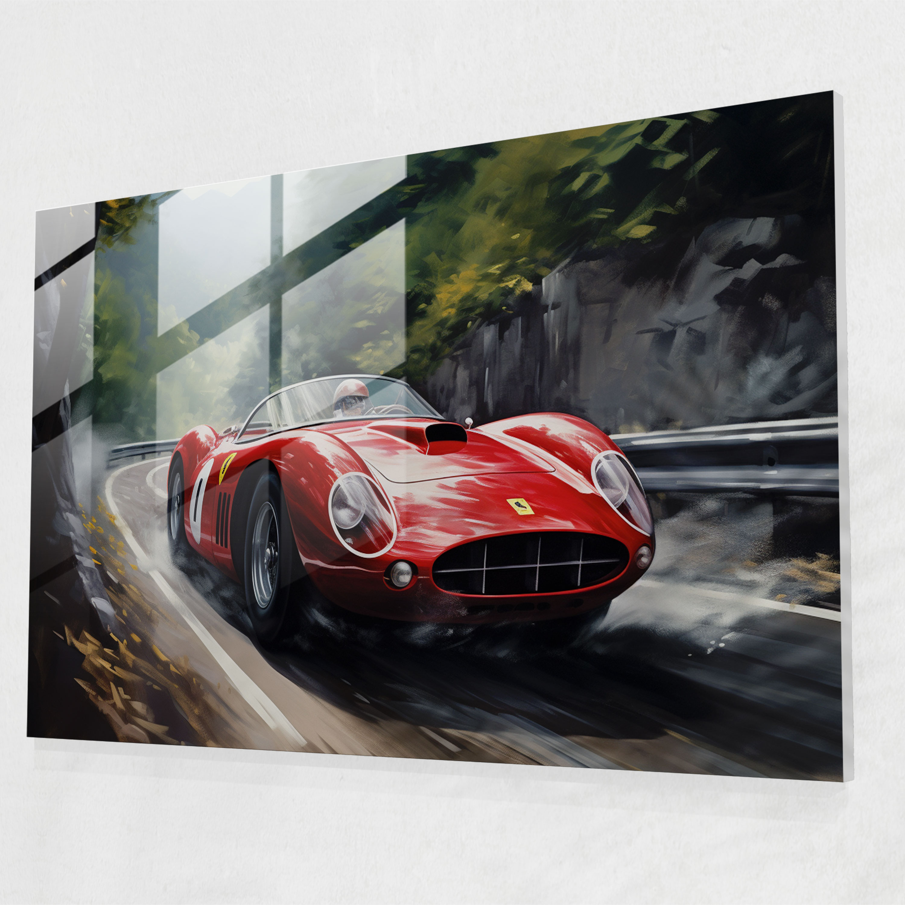 Ferrari Glass Print - Ferrari, Ferrari, Modern Art, Speed