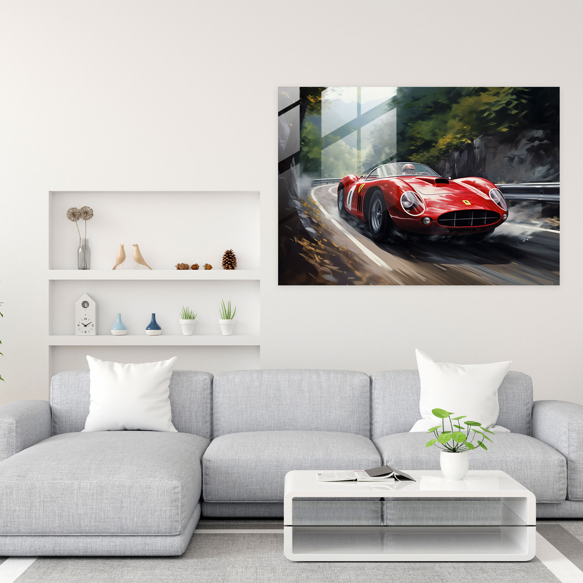 Ferrari Glass Print - Ferrari, Ferrari, Modern Art, Speed