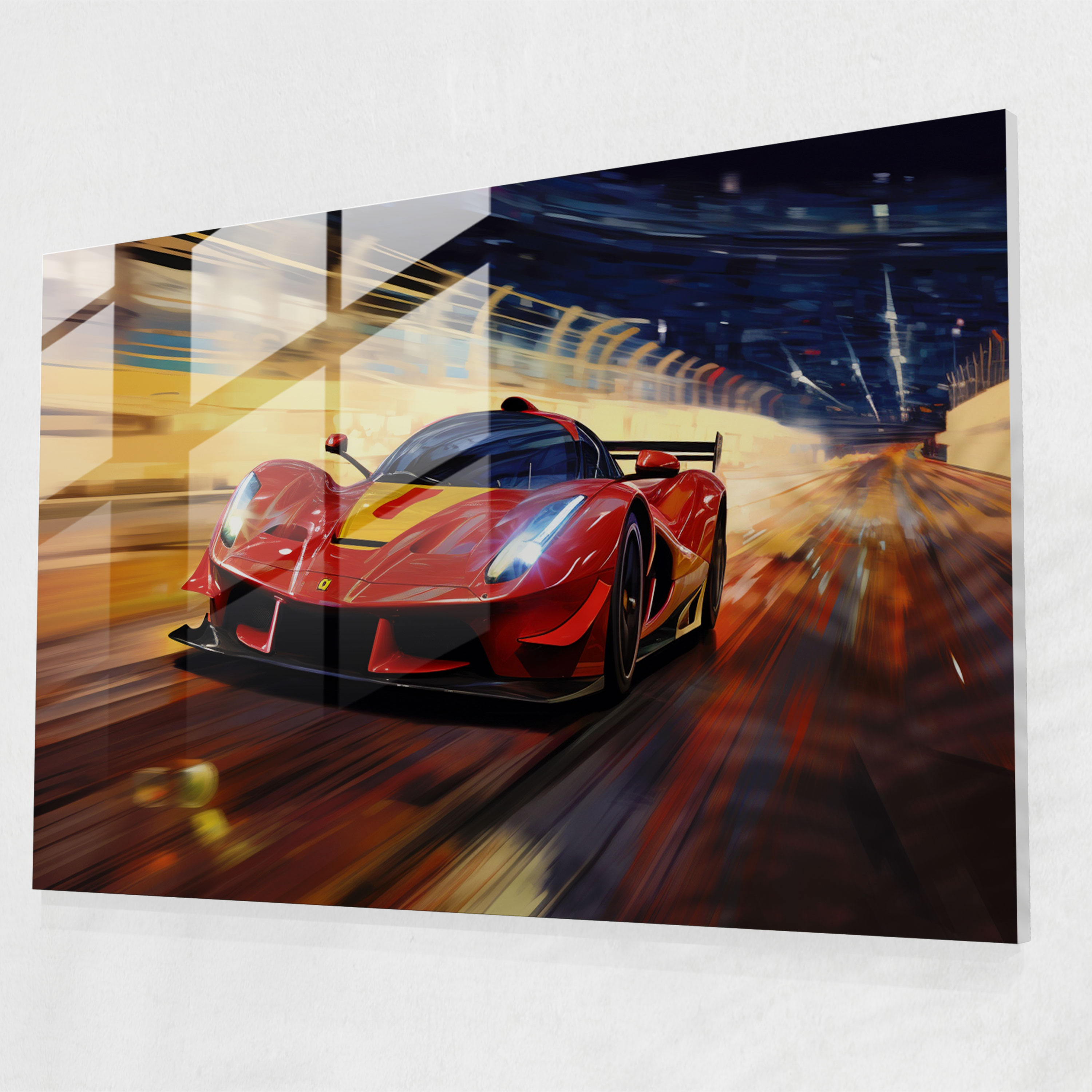 Ferrari Yarış Cam Tablo - Hız Cam Sanatı Cam Tablo