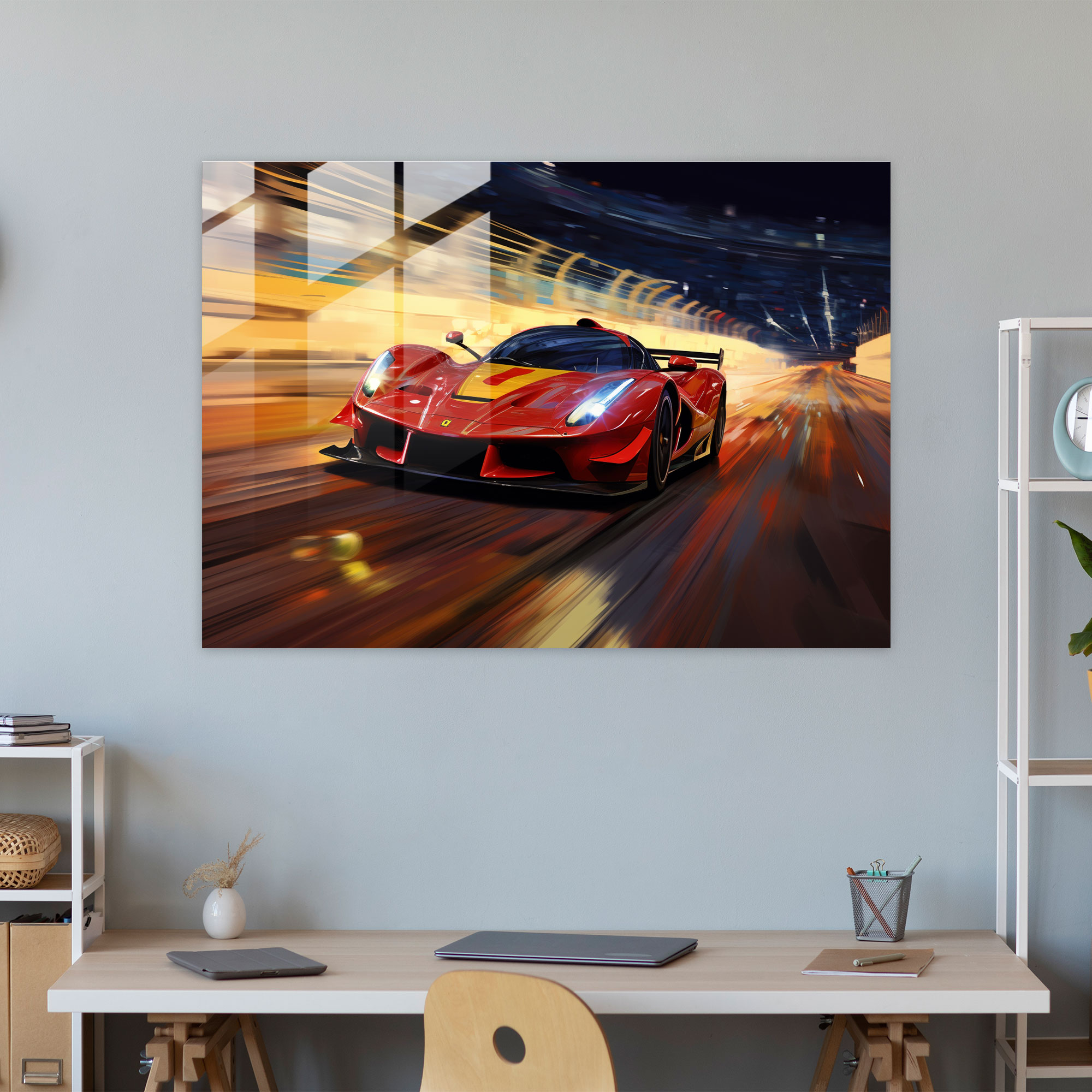 Ferrari Yarış Cam Tablo - Hız Cam Sanatı Cam Tablo