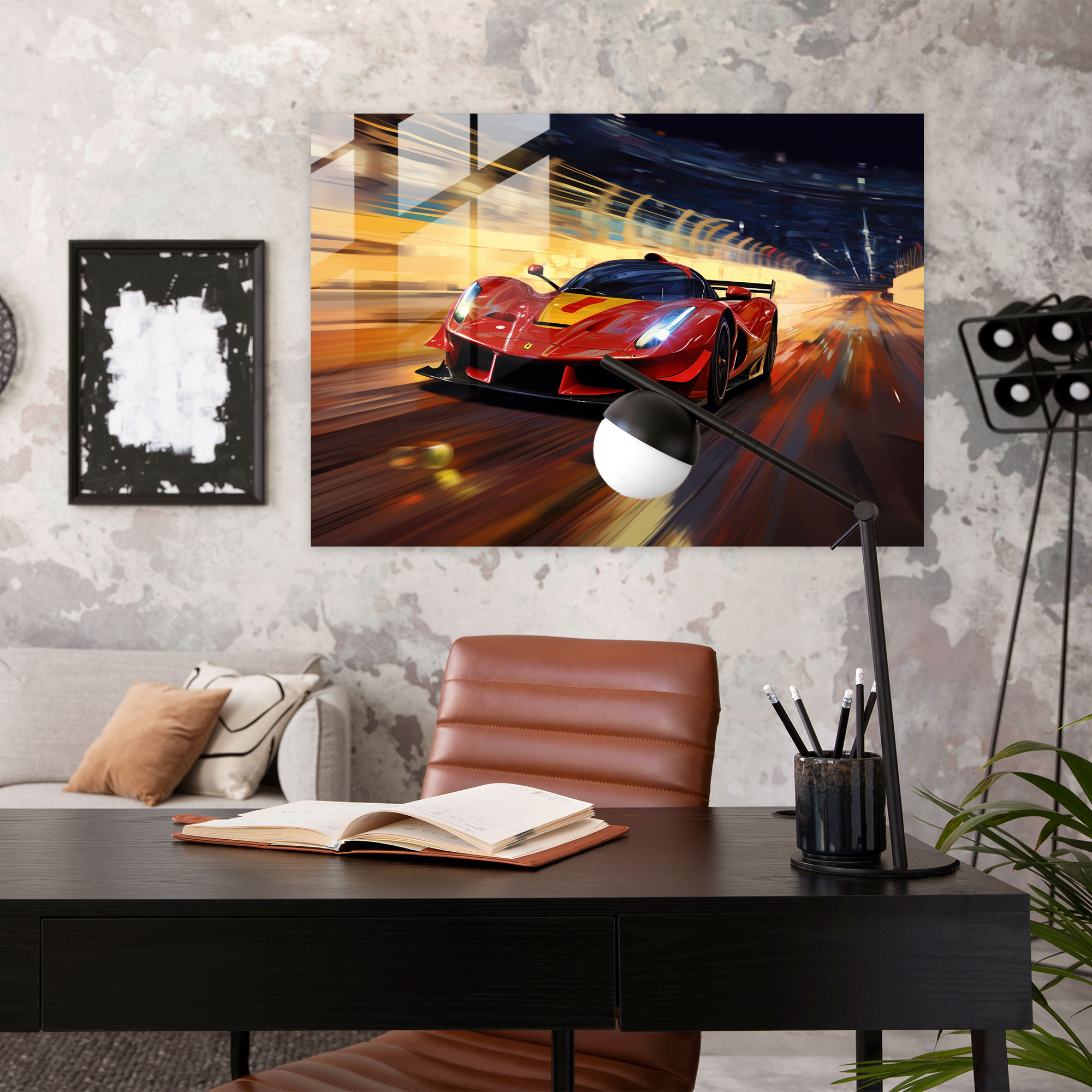 Ferrari Yarış Cam Tablo - Hız Cam Sanatı Cam Tablo