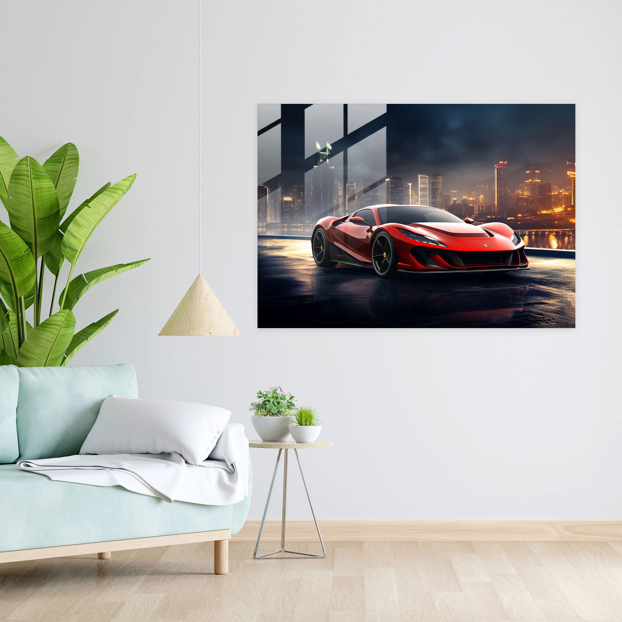 Ferrari Futuristic Glass Print - Ferrari, Modern Art, Ferrari, Glass Wall Art