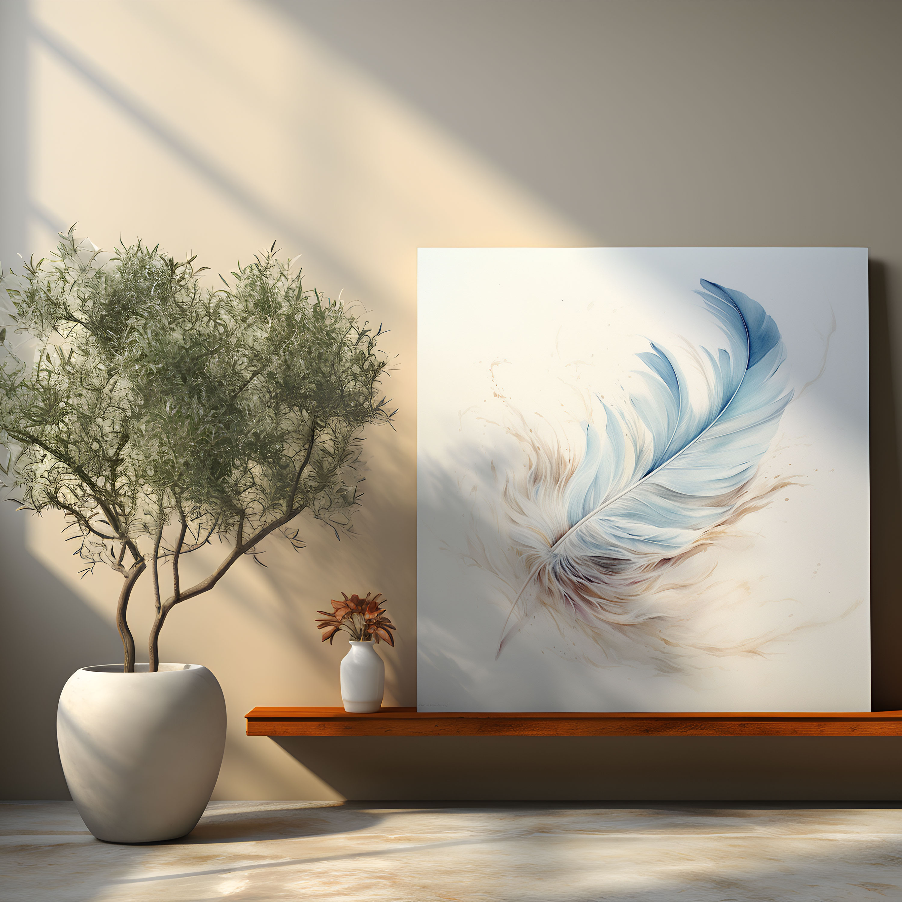 Feather Canvas Print - Artistic Watercolor Painting - Wall Art - Feather, Canvas, Home Decoration, Wall Art